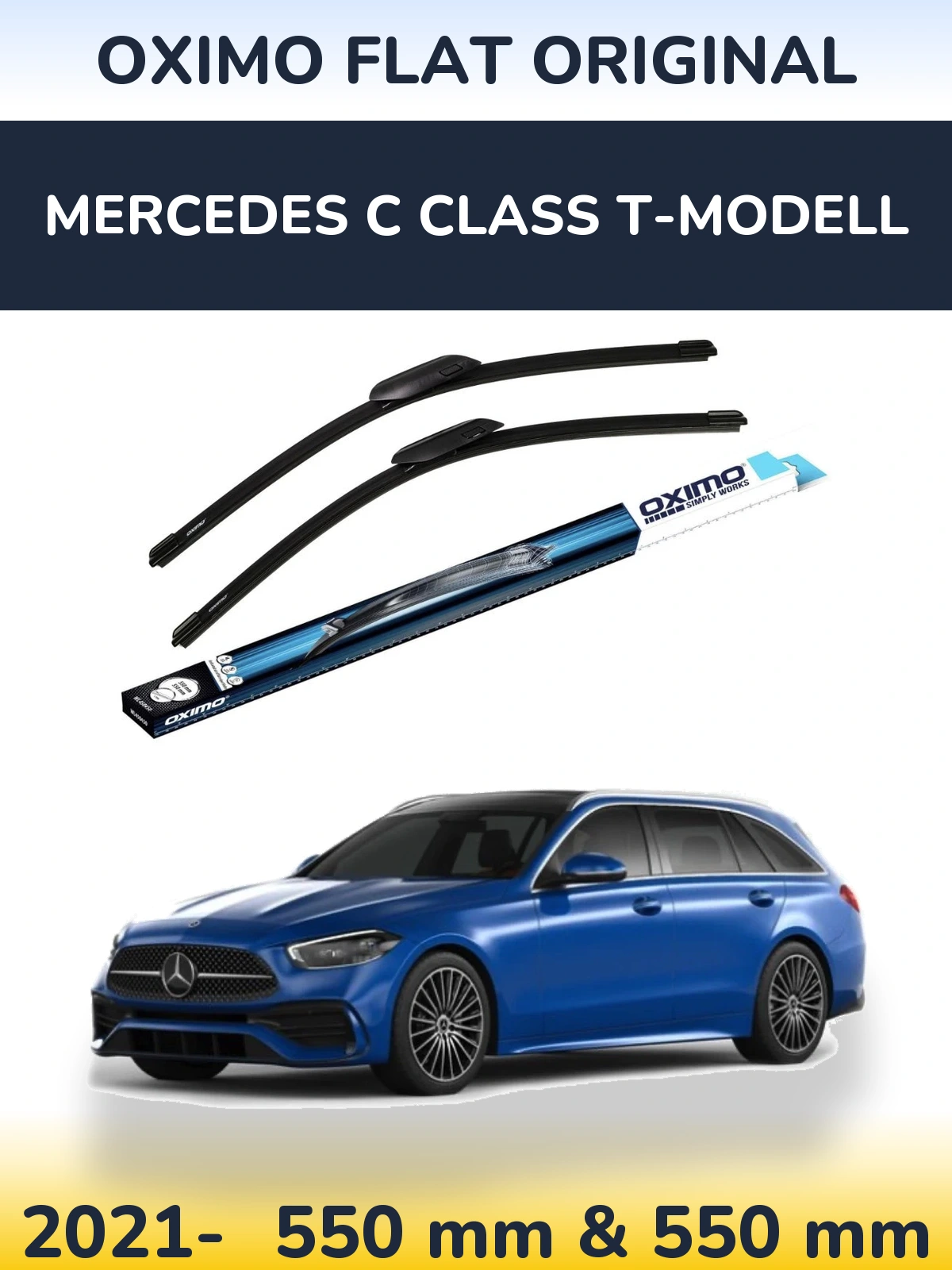 Комплект передних дворников Oximo Flat Original 550 & 550 мм для Mercedes C Class T-Модельl 2021-2026