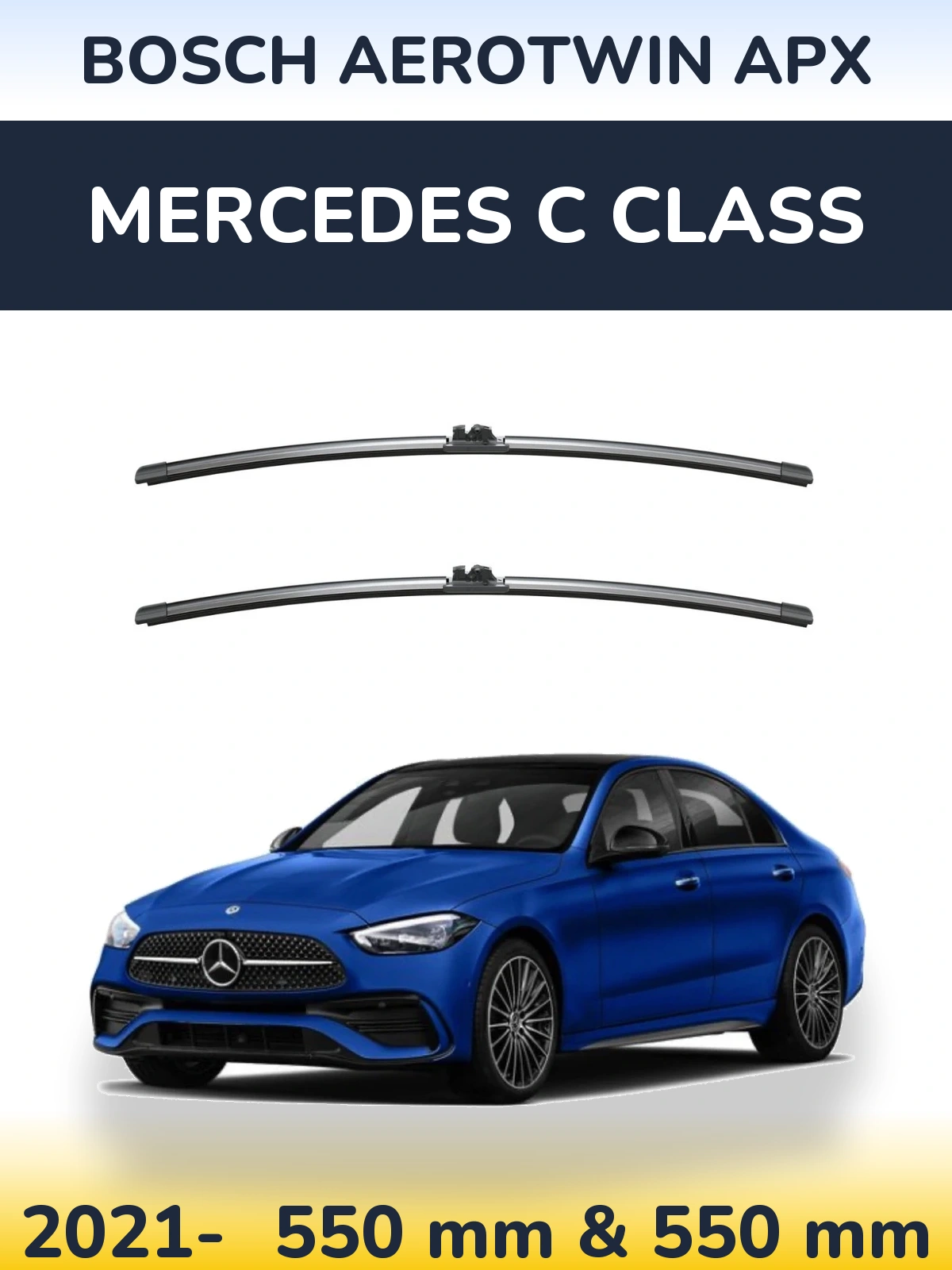 Комплект передних дворников BOSCH AeroTwin APX 550 & 550 мм для Mercedes C Class 2021-2026