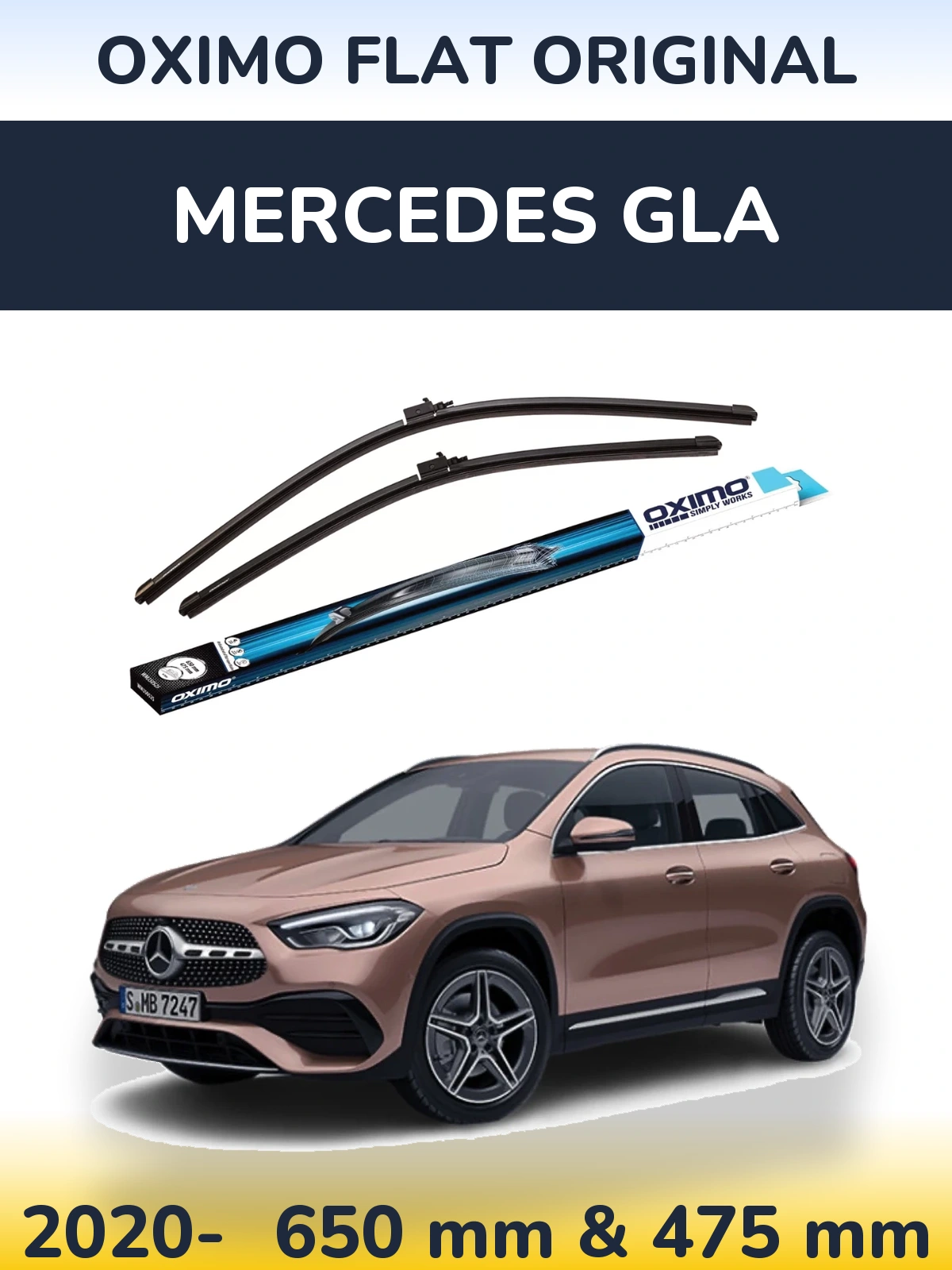 Komplet przednich wycieraczek Oximo Flat Original 650 & 475 mm do Mercedes GLA 2020-2026