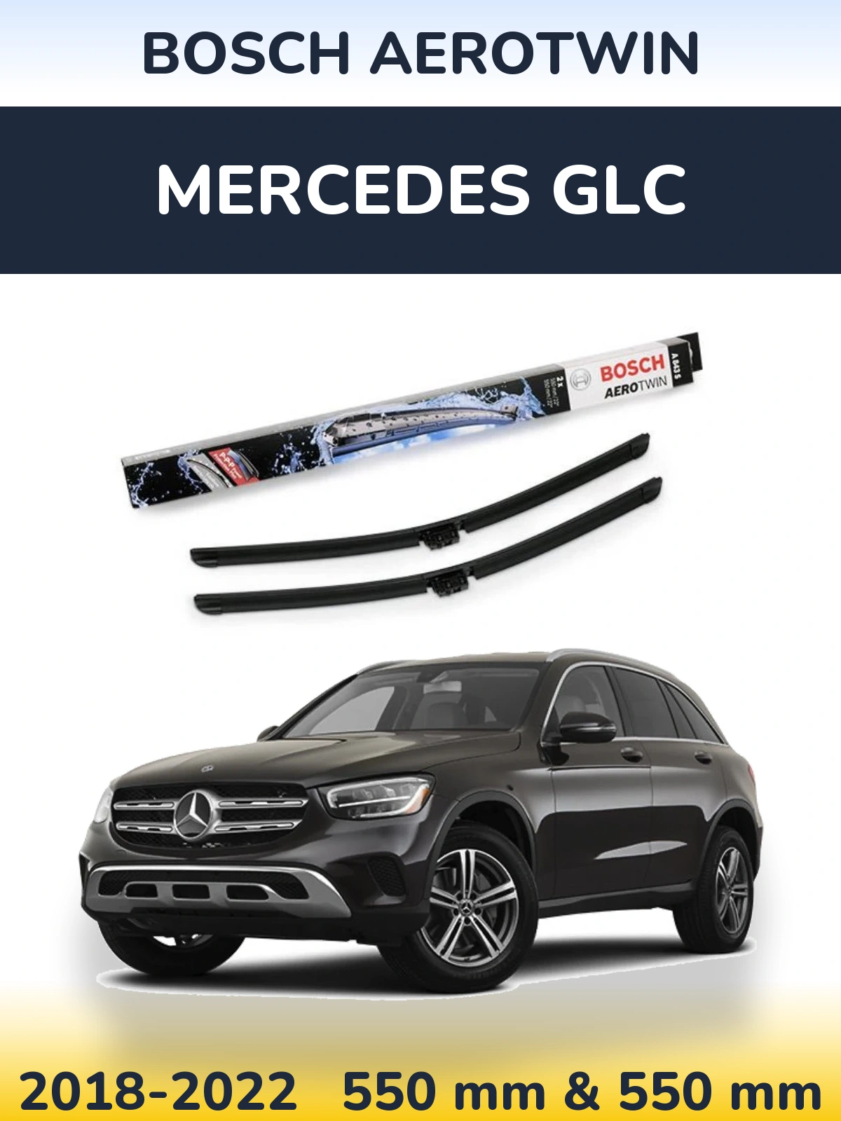 Komplet przednich wycieraczek BOSCH AeroTwin 550 & 550 mm do Mercedes GLC 2018-2022