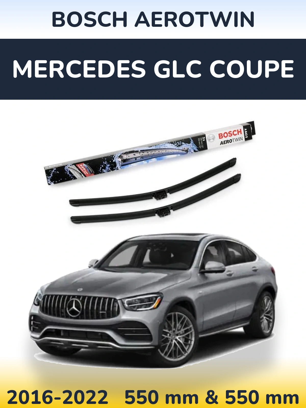 Komplet przednich wycieraczek BOSCH AeroTwin 550 & 550 mm do Mercedes GLC Coupe 2016-2022