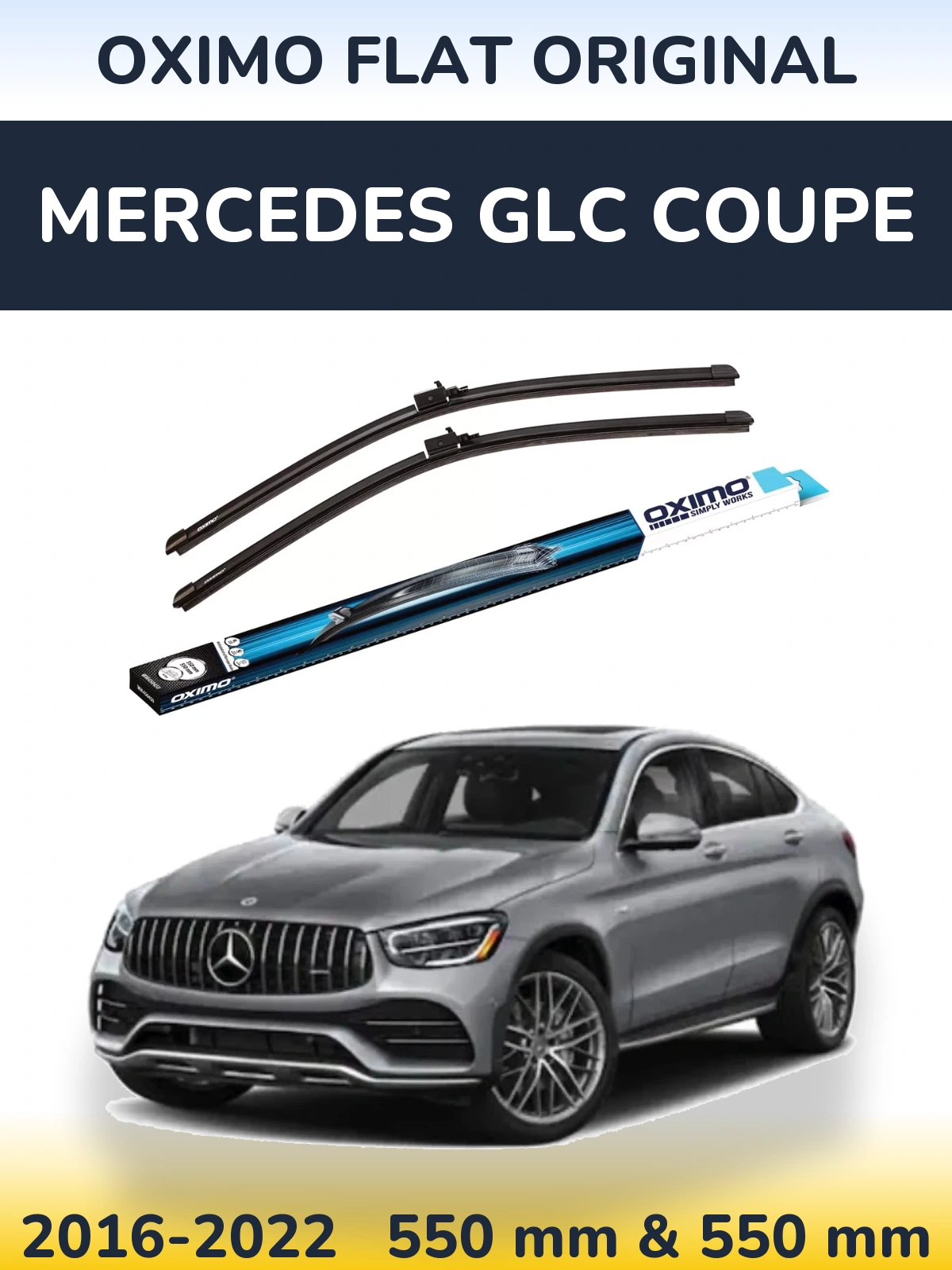Комплект передних дворников Oximo Flat Original 550 & 550 мм для Mercedes GLC Coupe 2016-2022