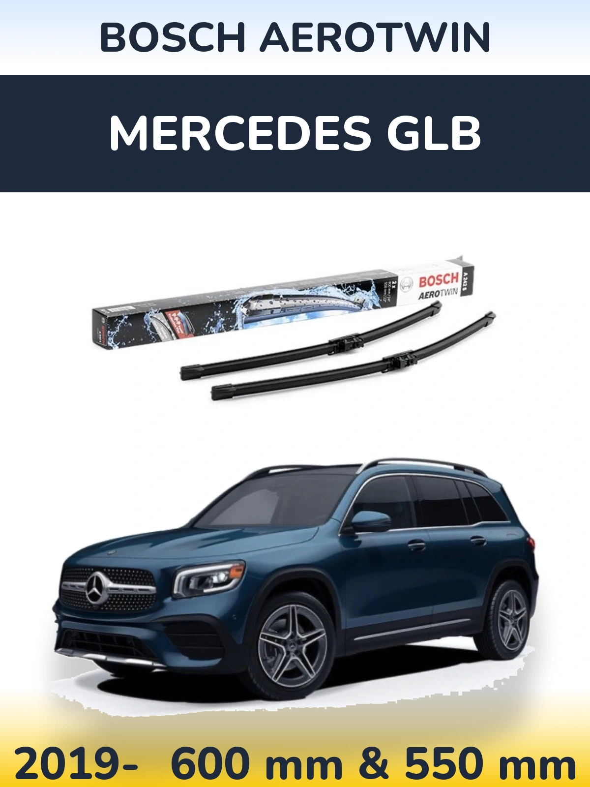 Komplet przednich wycieraczek BOSCH AeroTwin 600 & 550 mm do Mercedes GLB 2019-2026
