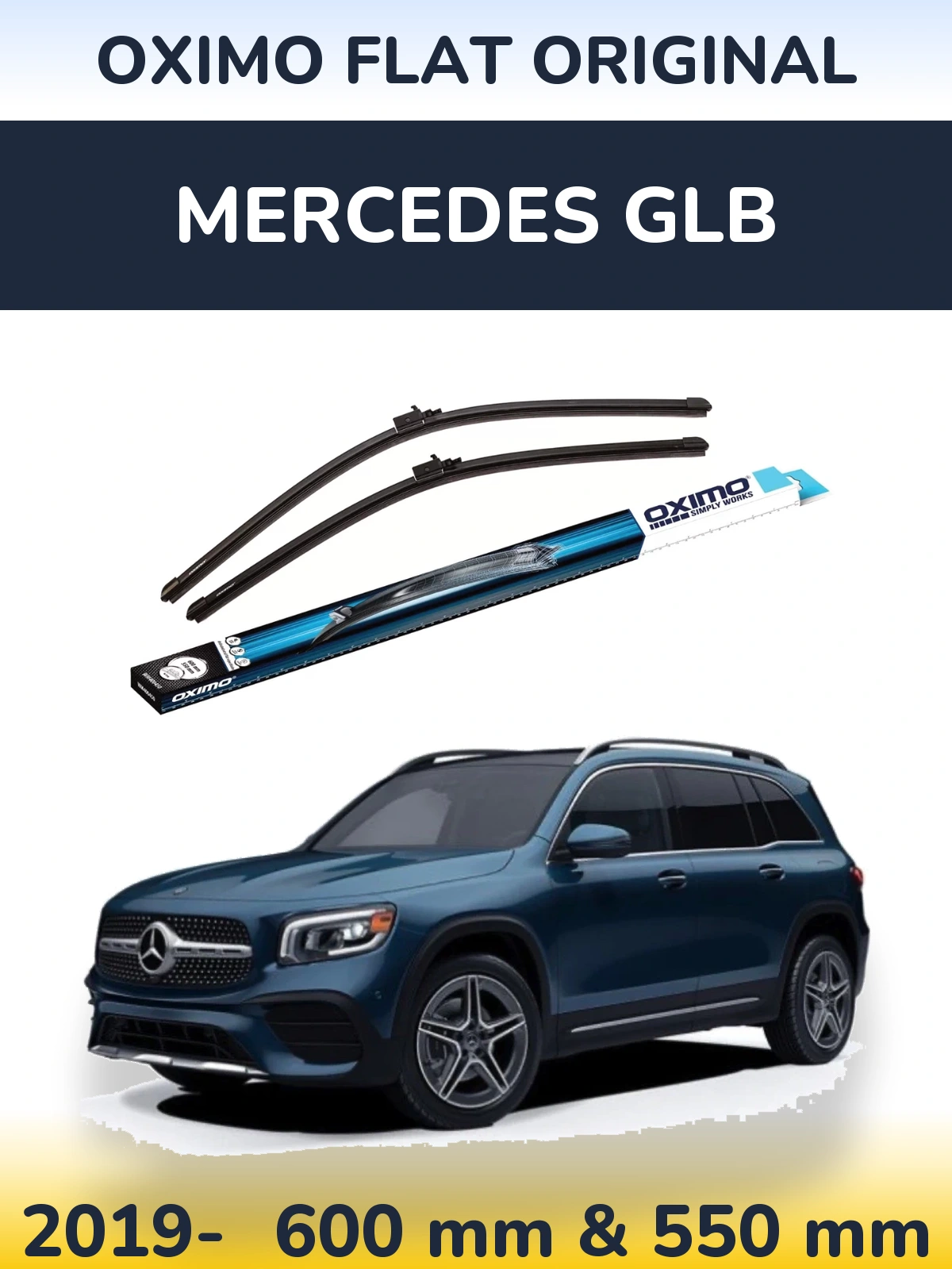 Komplet przednich wycieraczek Oximo Flat Original 600 & 550 mm do Mercedes GLB 2019-2026