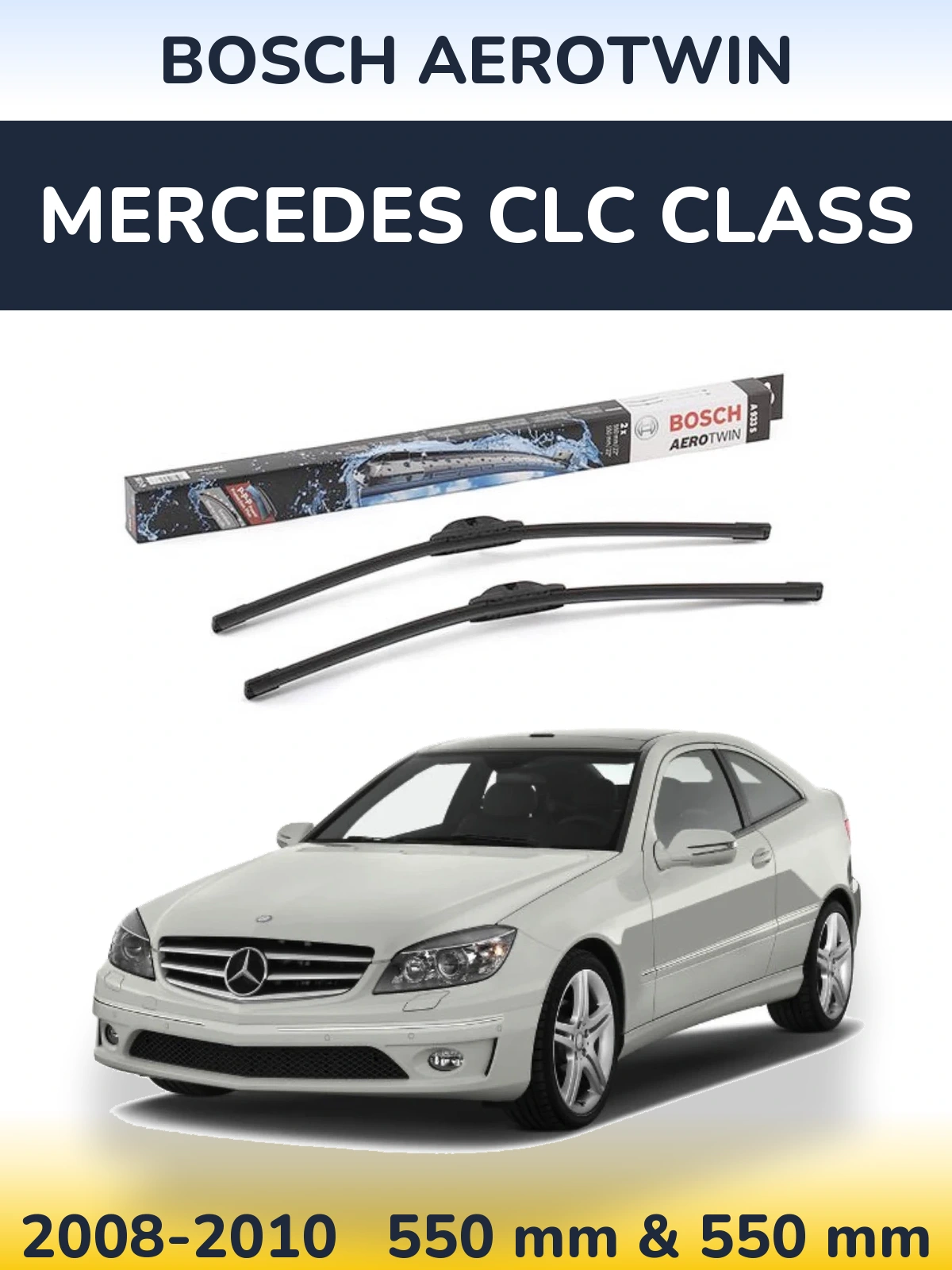 Комплект передних дворников BOSCH AeroTwin 550 & 550 мм для Mercedes CLC Class 2008-2010