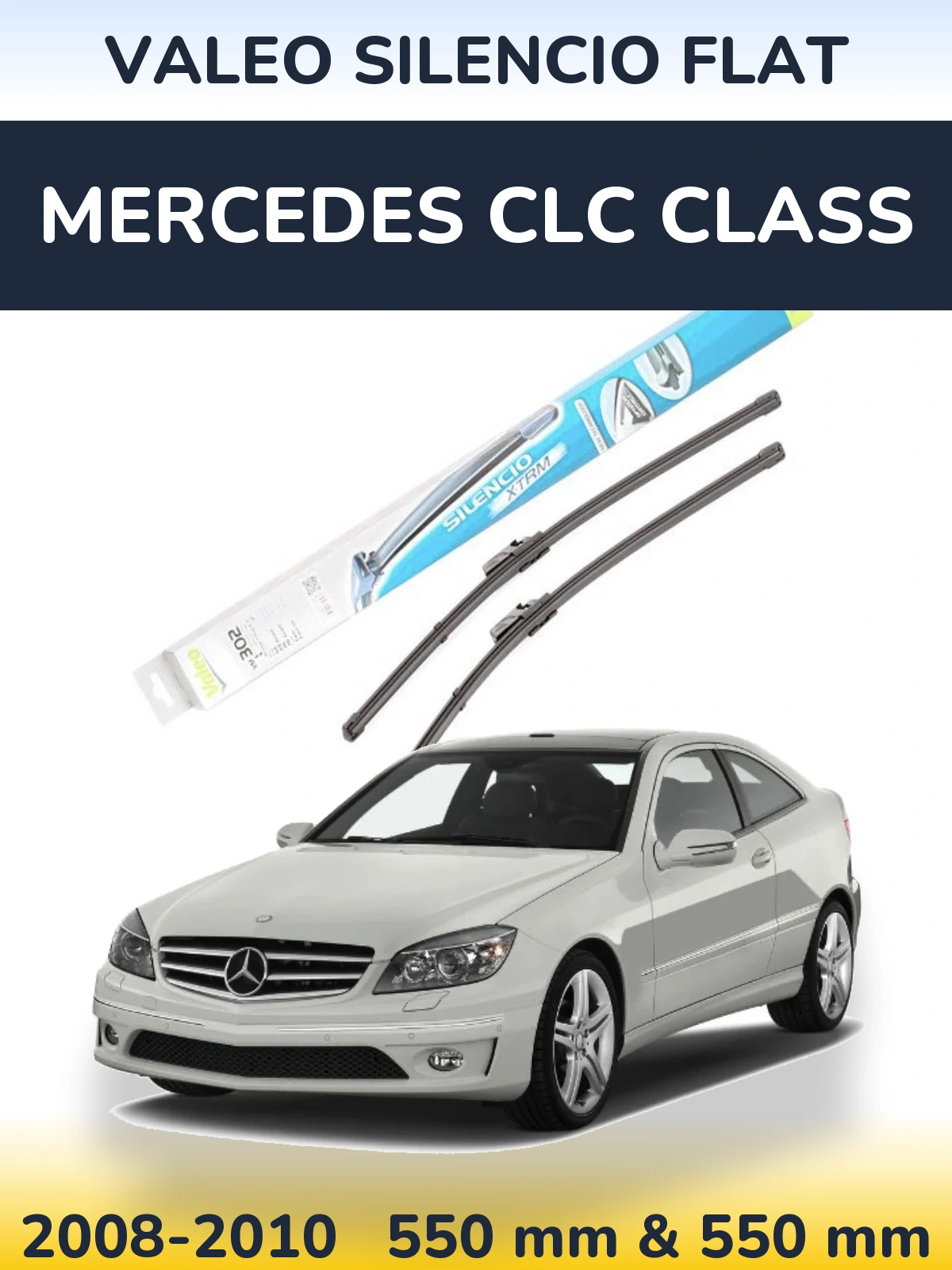 Komplet przednich wycieraczek Valeo Silencio Flat 550 & 550 mm do Mercedes Klasa CLC 2008-2010