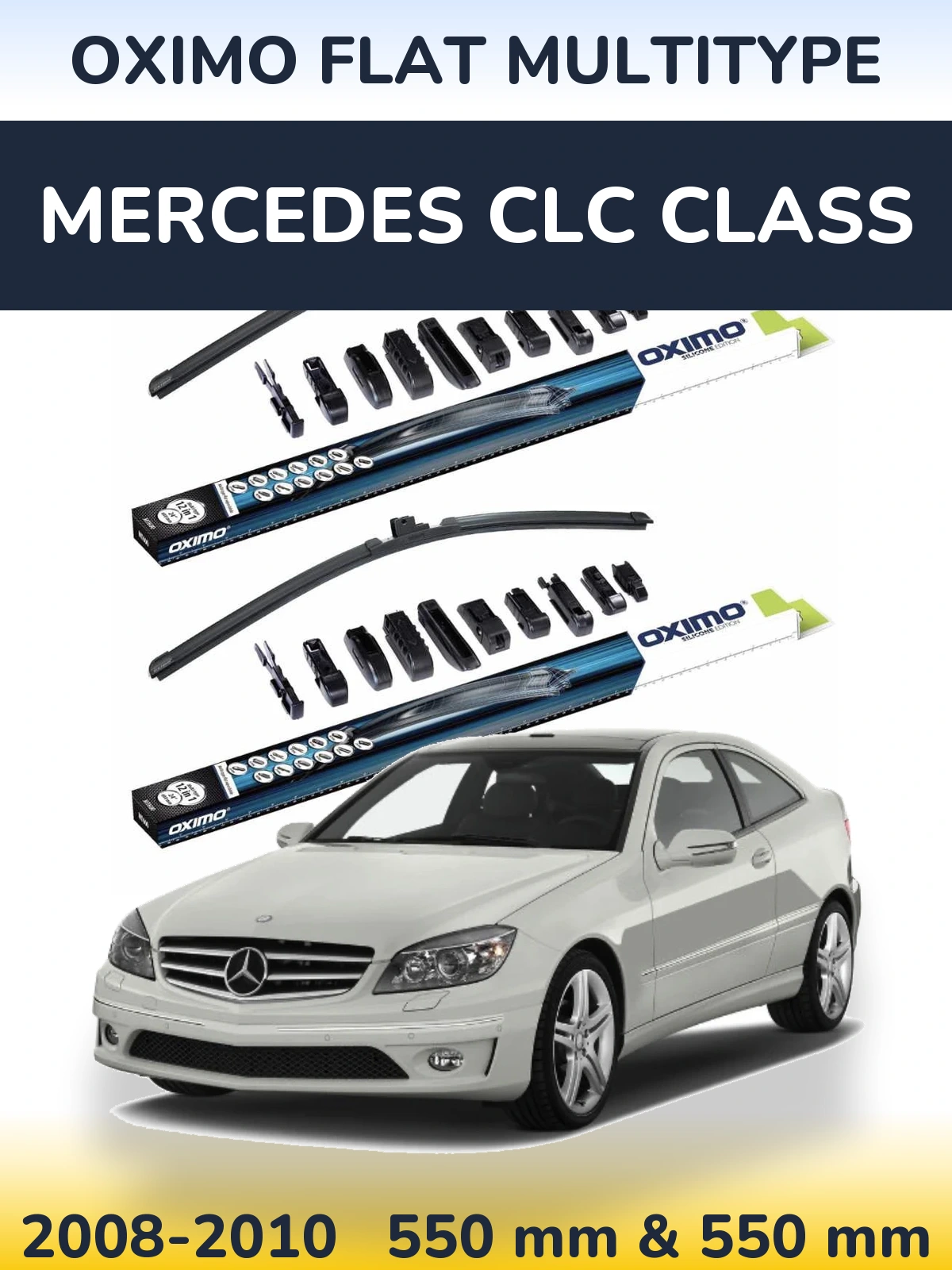 Front wiper blade set Oximo Flat MultiTypee 550 & 550 mm for Mercedes CLC Class 2008-2010
