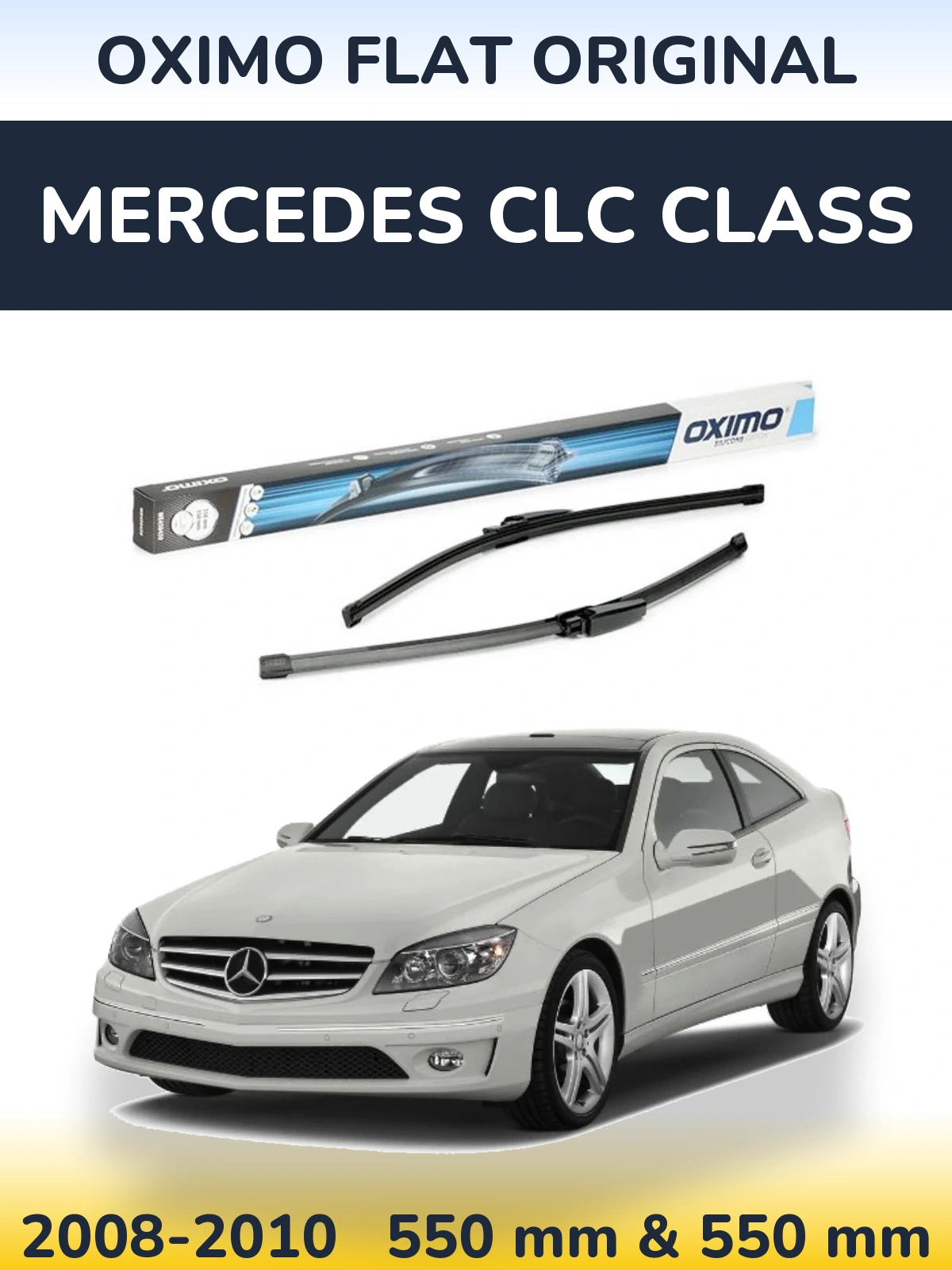 Front wiper blade set Oximo Flat Original 550 & 550 mm for Mercedes CLC Class 2008-2010