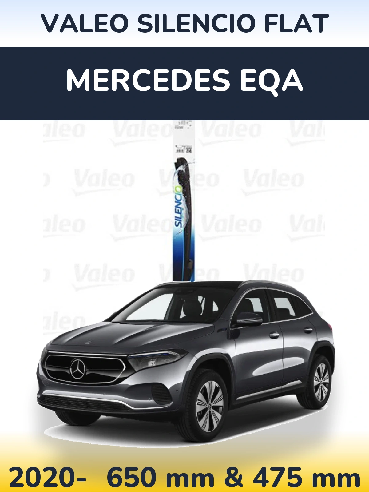 Комплект передних дворников Valeo Silencio Flat 650 & 475 мм для Mercedes EQA 2020-2026