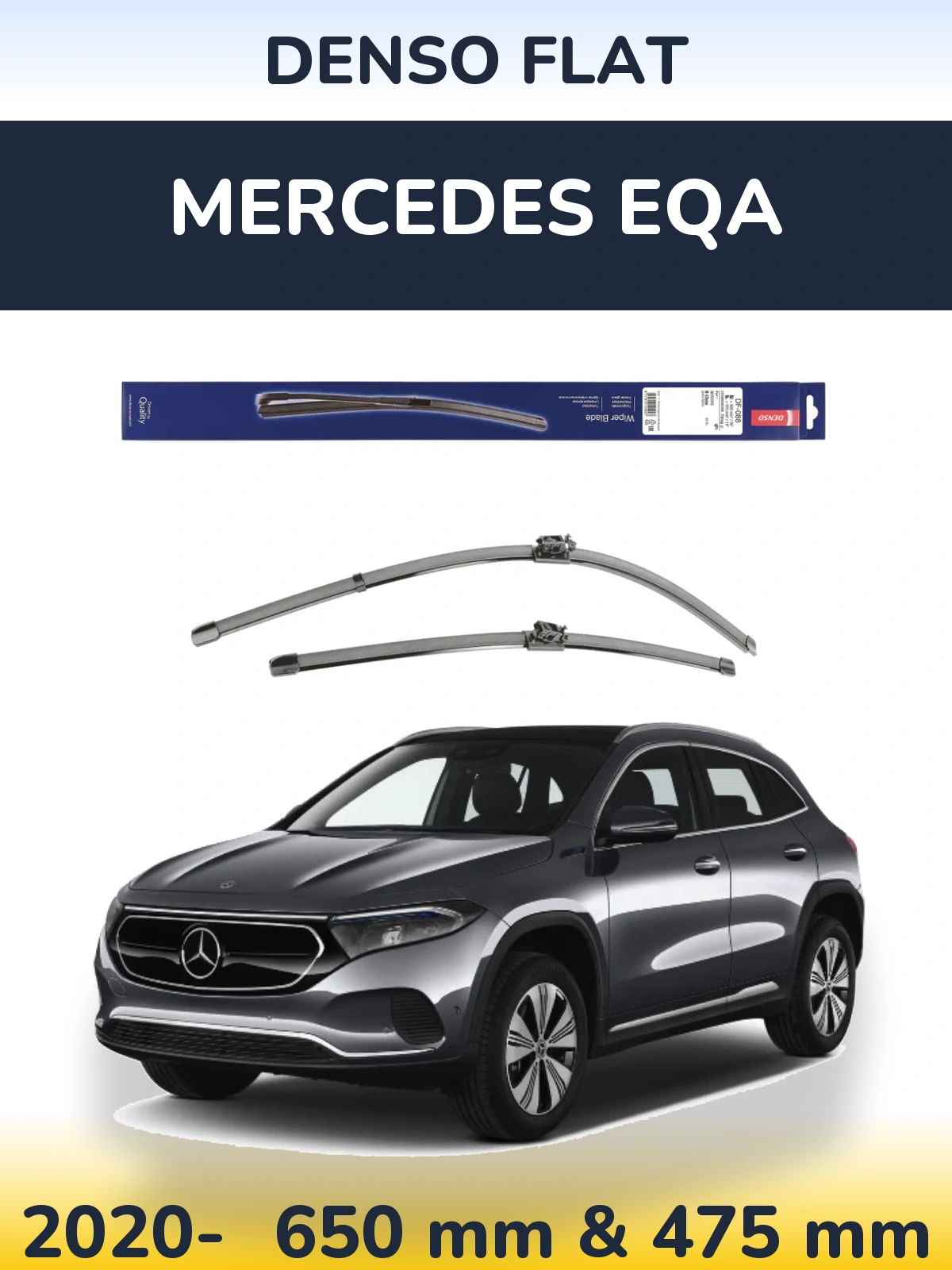 Комплект передних дворников Denso Flat 650 & 475 мм для Mercedes EQA 2020-2026