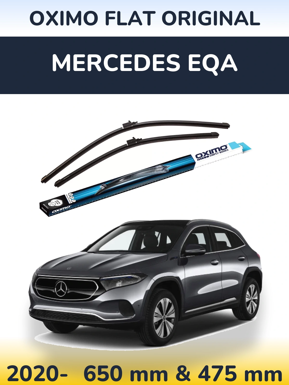Комплект передних дворников Oximo Flat Original 650 & 475 мм для Mercedes EQA 2020-2026