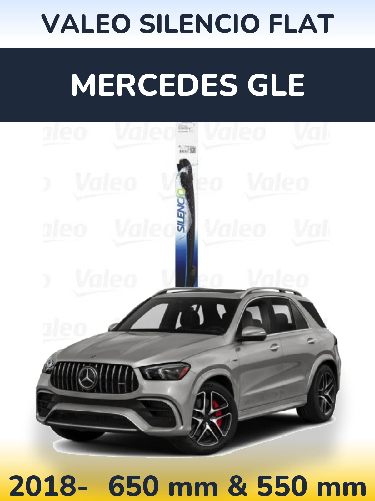 Комплект передних дворников Valeo Silencio Flat 650 & 550 мм для Mercedes GLE 2018-2026