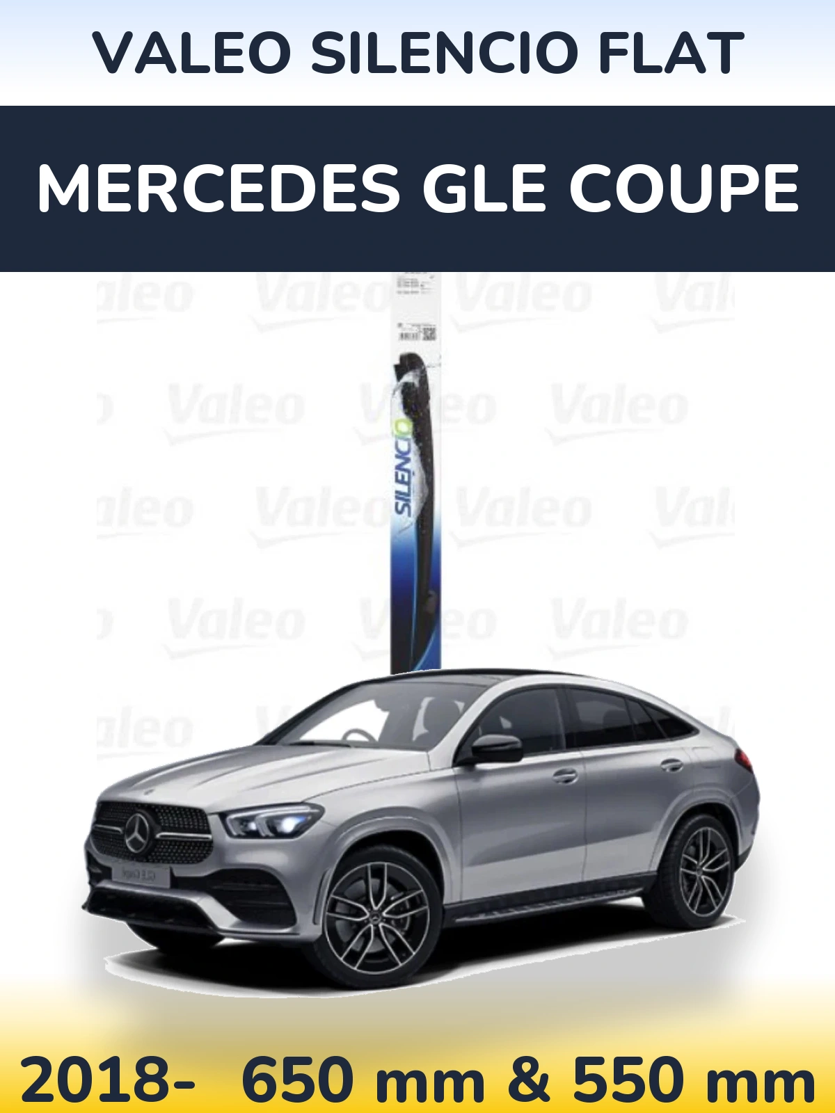 Комплект передних дворников Valeo Silencio Flat 650 & 550 мм для Mercedes GLE Coupe 2018-2026