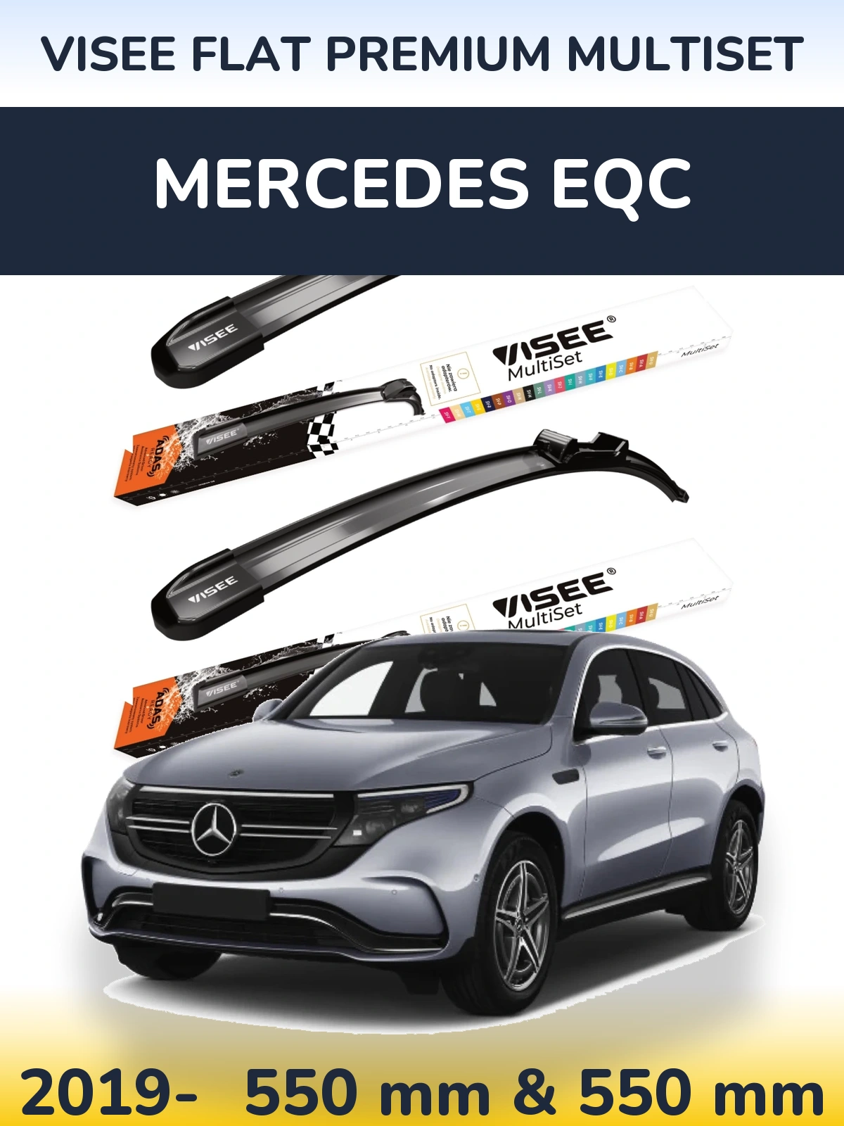 Komplet przednich wycieraczek VISEE FLAT PREMIUM MultiSet 550 & 550 mm do Mercedes EQC 2019-2026