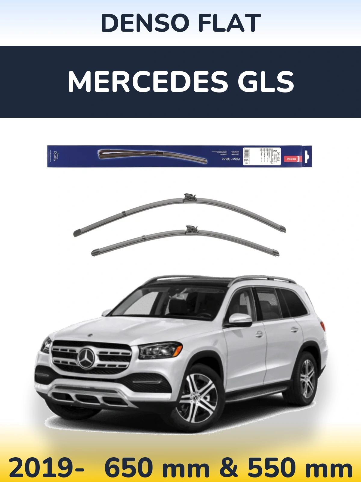 Komplet przednich wycieraczek Denso Flat 650 & 550 mm do Mercedes GLS 2019-2026