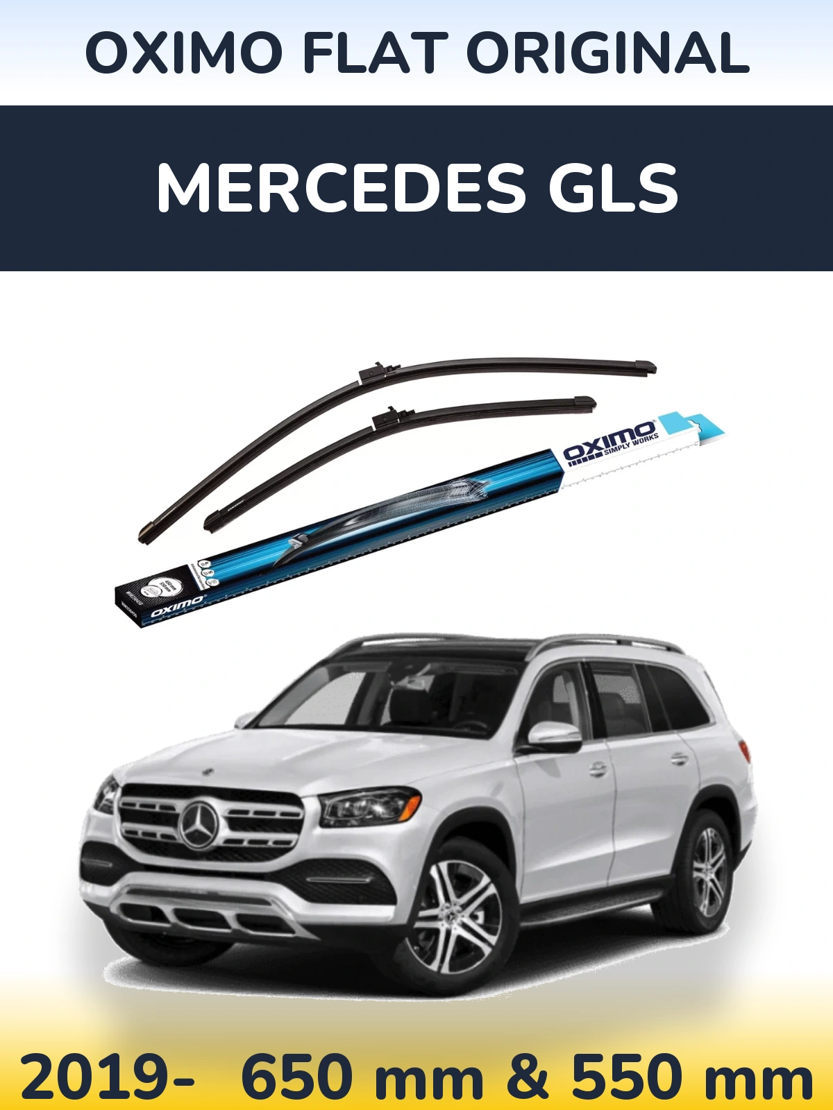 Komplet przednich wycieraczek Oximo Flat Original 650 & 550 mm do Mercedes GLS 2019-2026