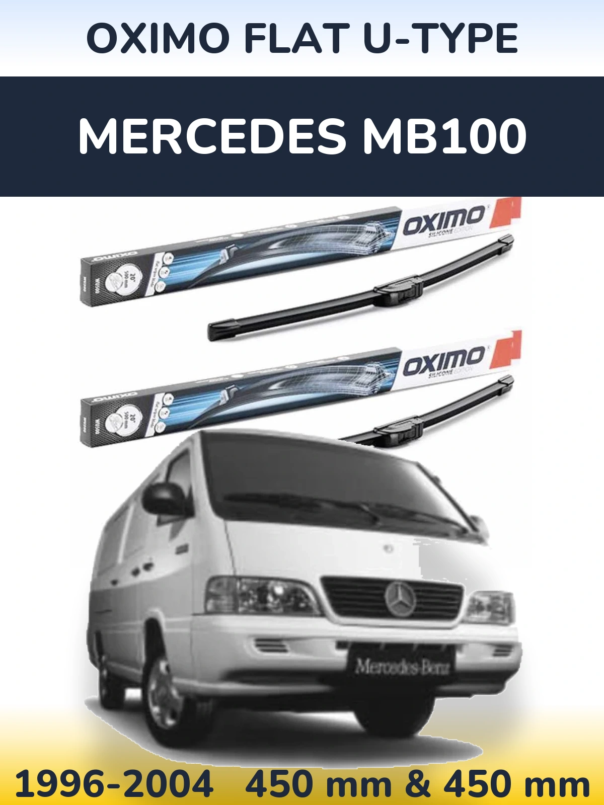 Комплект передних дворников Oximo Flat U-type 450 & 450 мм для Mercedes MB100 1996-2004