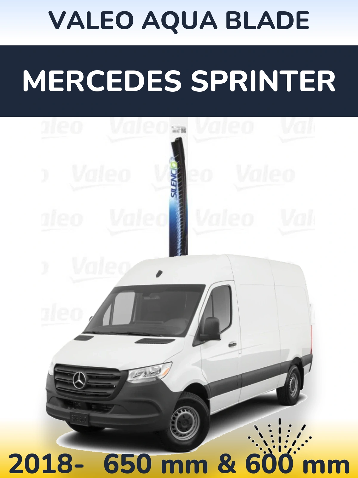 Комплект передних дворников Valeo Aqua Blade 650 & 600 мм для Mercedes Sprinter 2018-2026