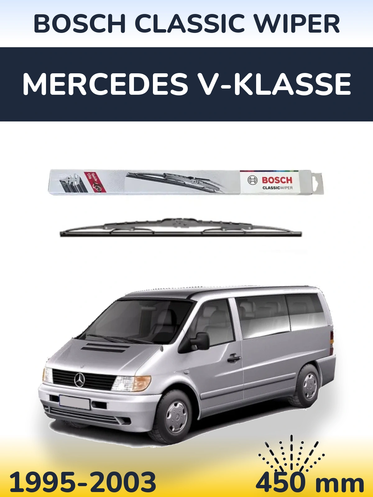 Tylna wycieraczka BOSCH Classic Wiper 450 mm do Mercedes V-Klasse 1995-2003