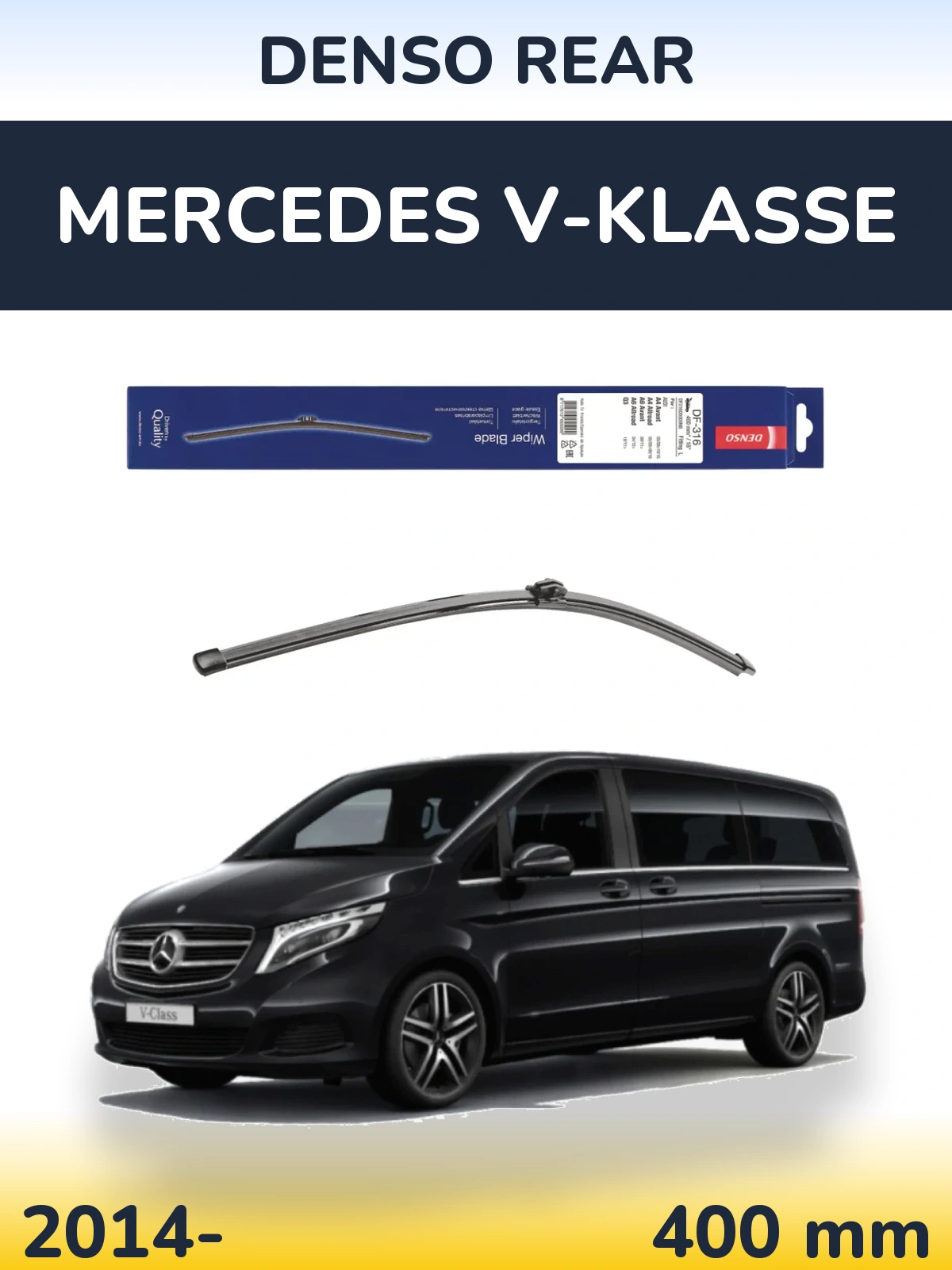 Задний дворник Denso Rear 400 мм для Mercedes V-Klasse 2014-2026