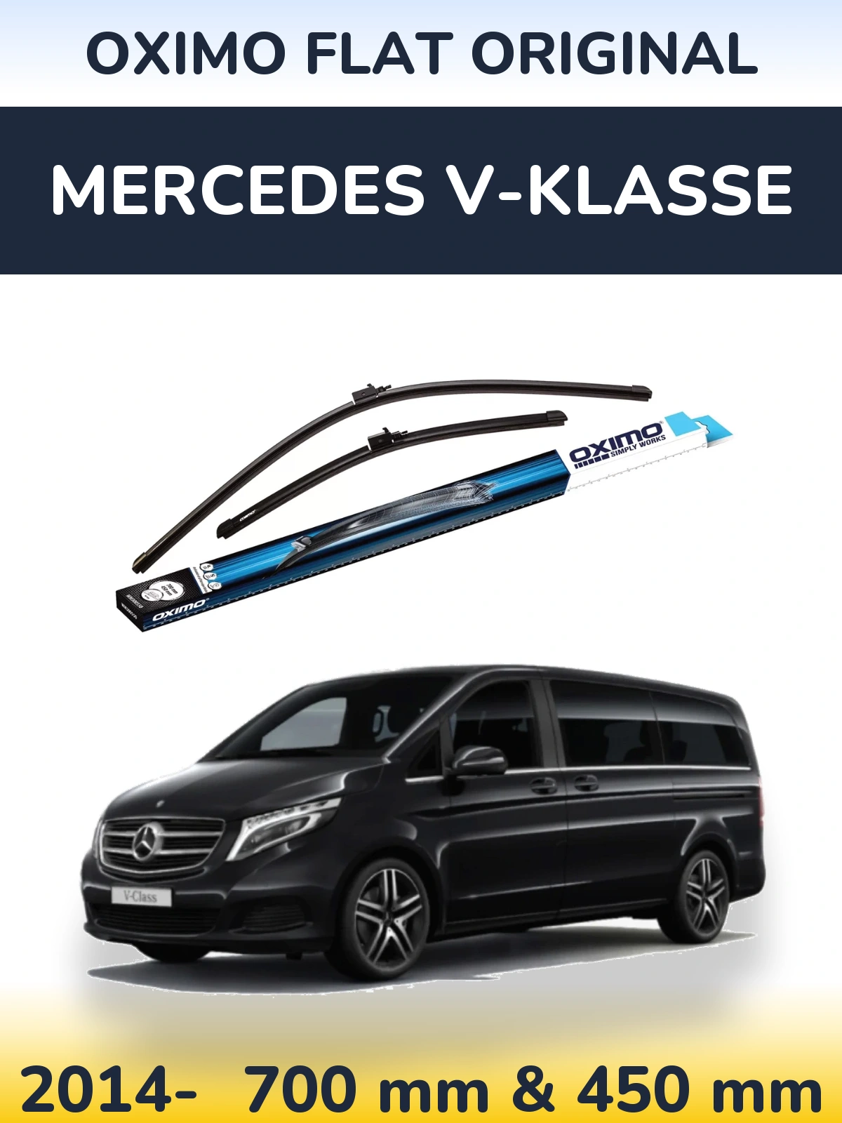 Комплект передних дворников Oximo Flat Original 700 & 450 мм для Mercedes V-Klasse 2014-2026