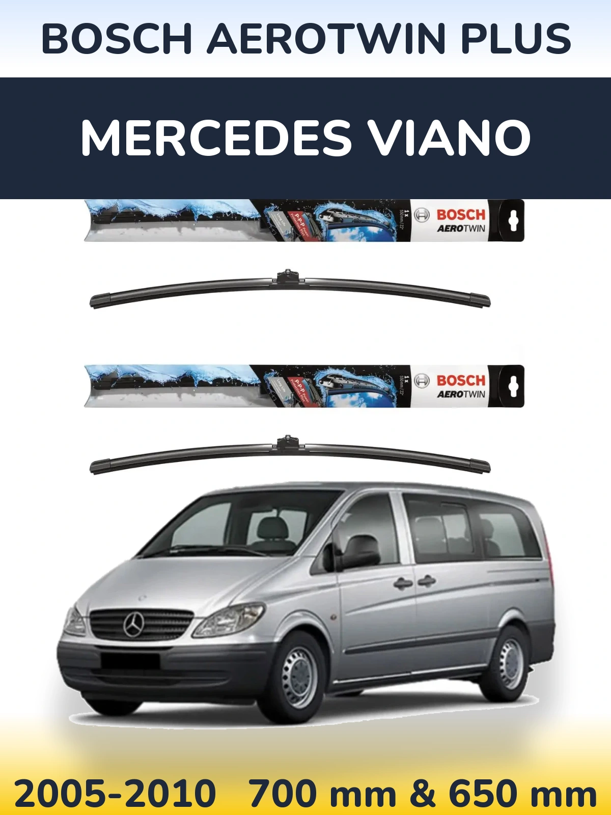 Komplet przednich wycieraczek BOSCH AeroTwin Plus 700 & 650 mm do Mercedes Viano 2005-2010