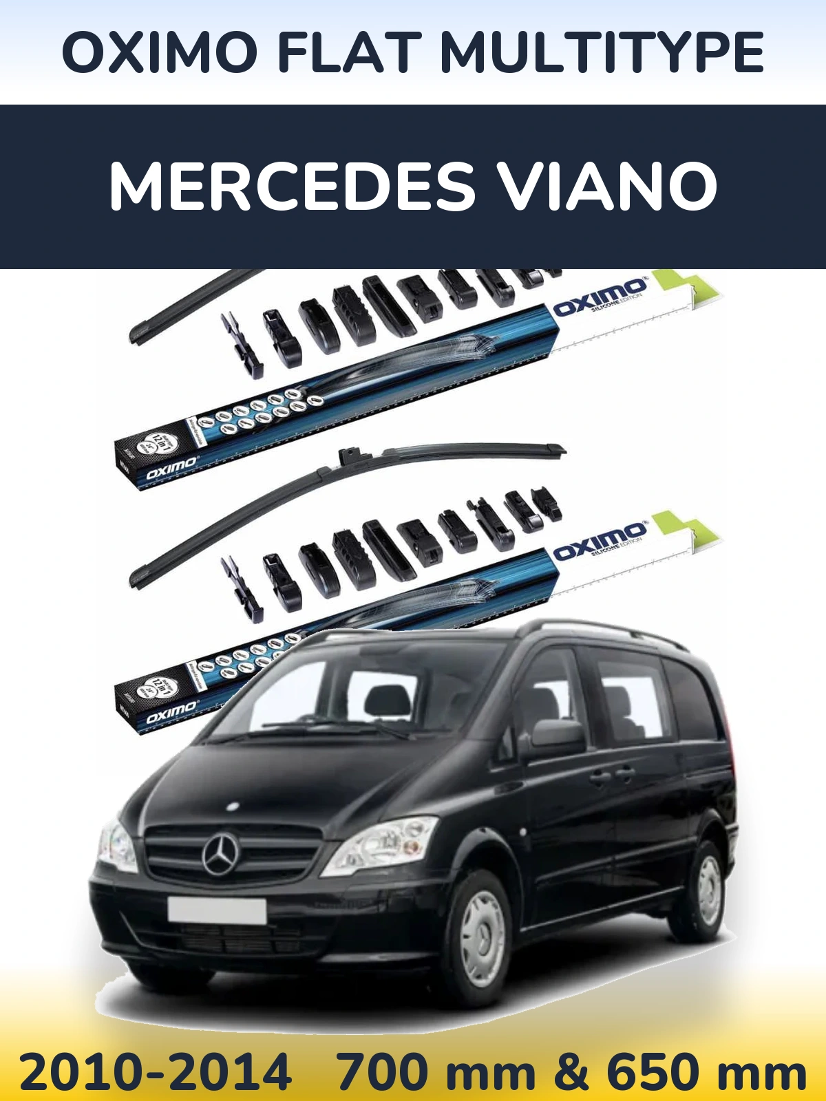 Комплект передних дворников Oximo Flat MultiТипe 700 & 650 мм для Mercedes Viano 2010-2014