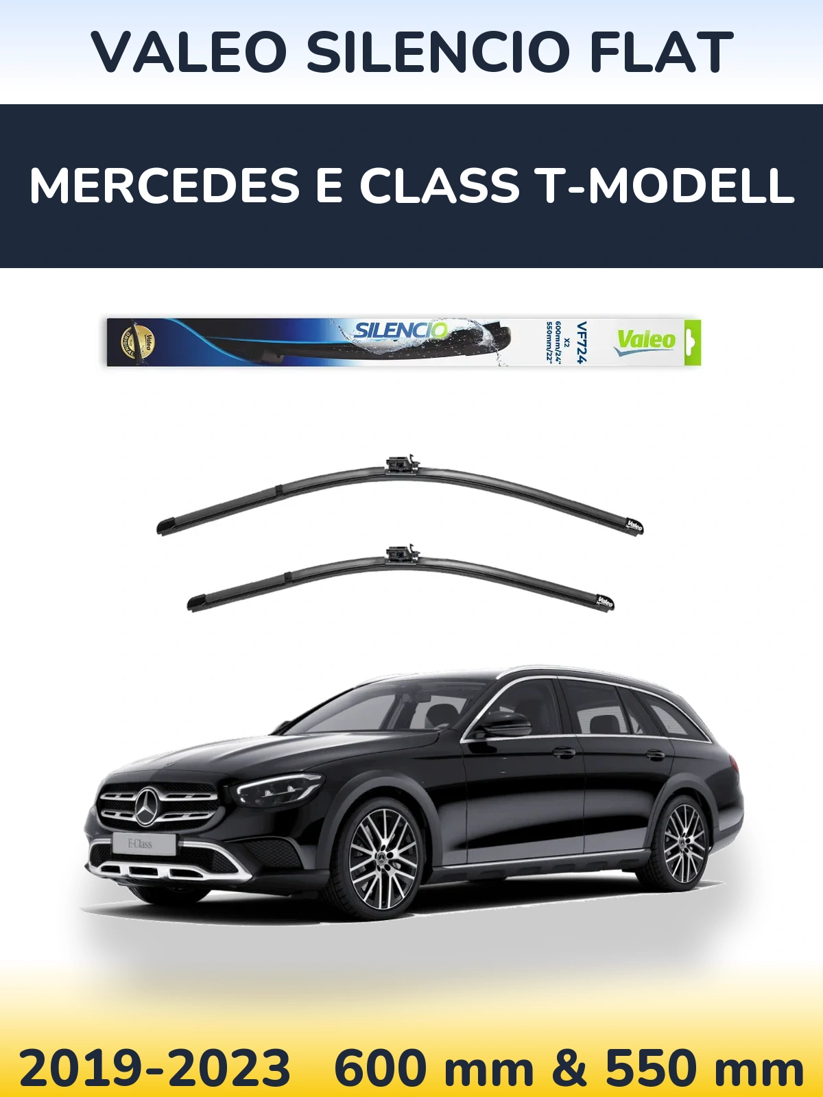 Комплект передних дворников Valeo Silencio Flat 600 & 550 мм для Mercedes E Class T-Модельl 2019-2023