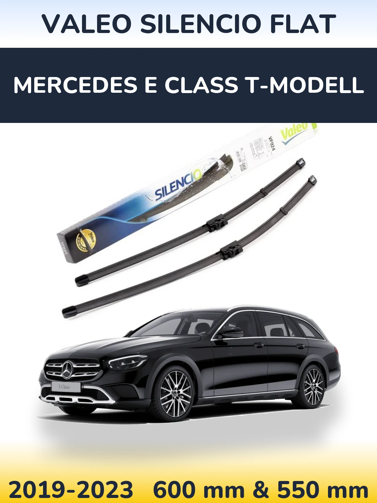 Komplet przednich wycieraczek Valeo Silencio Flat 600 & 550 mm do Mercedes Klasa E T-Modell 2019-2023