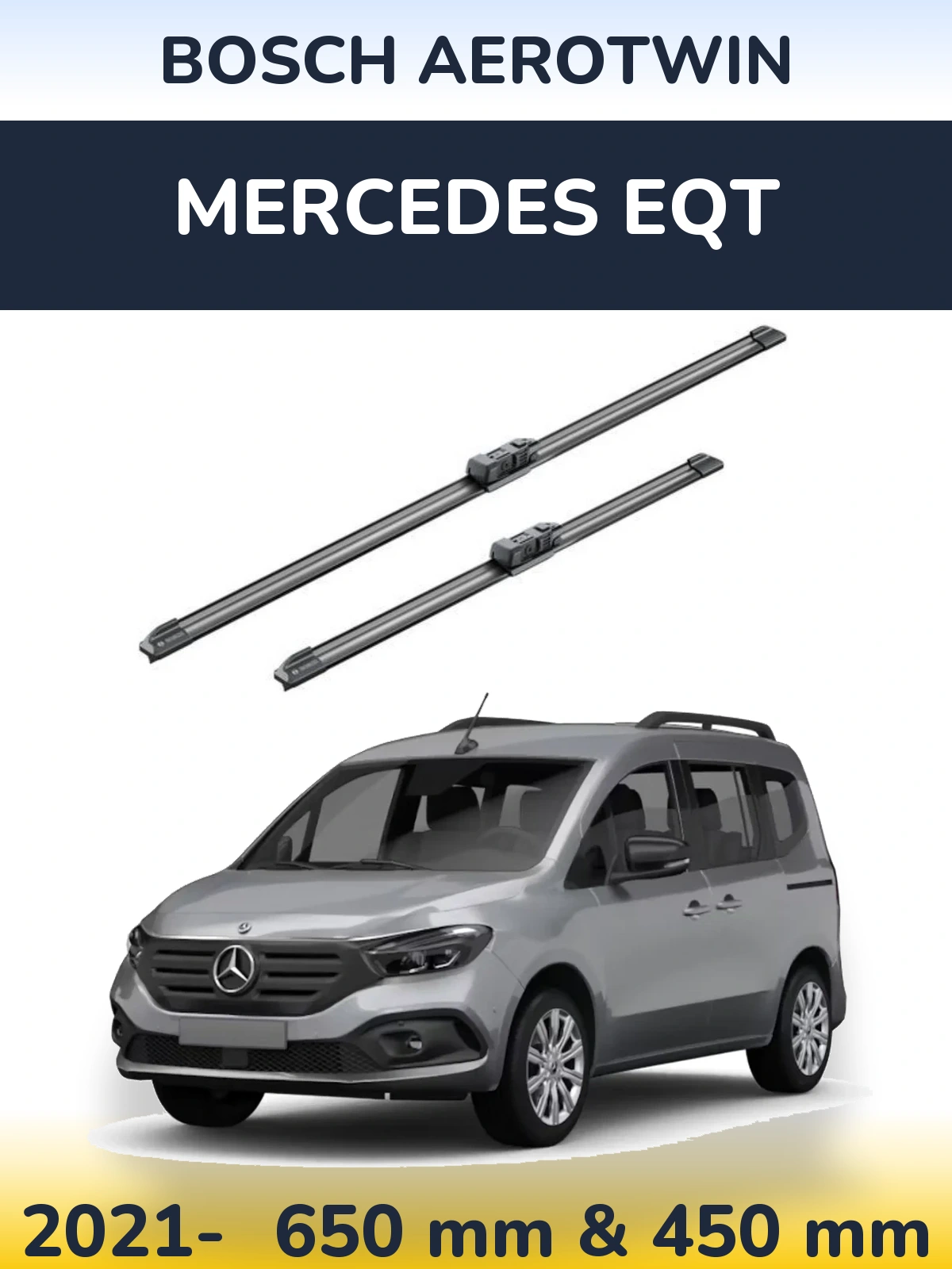 Front wiper blade set BOSCH AeroTwin 650 & 450 mm for Mercedes EQT 2021-2026