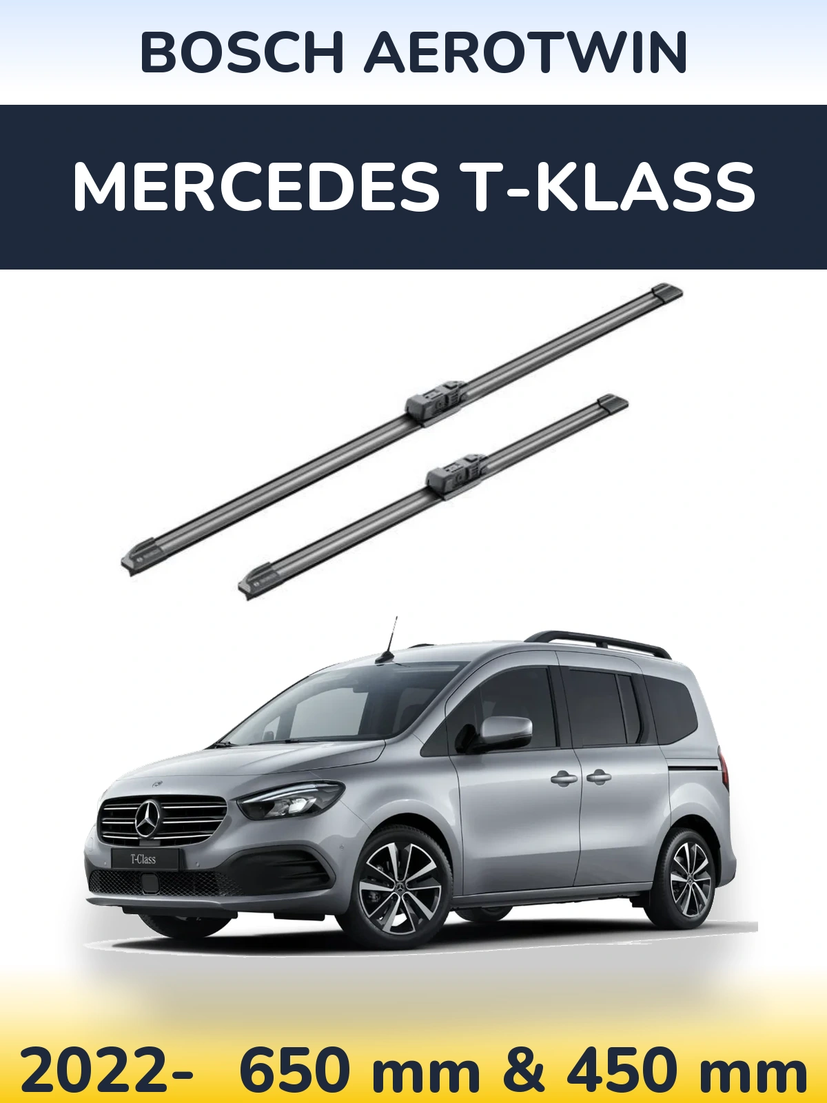 Komplet przednich wycieraczek BOSCH AeroTwin 650 & 450 mm do Mercedes T-Klass 2022-2026