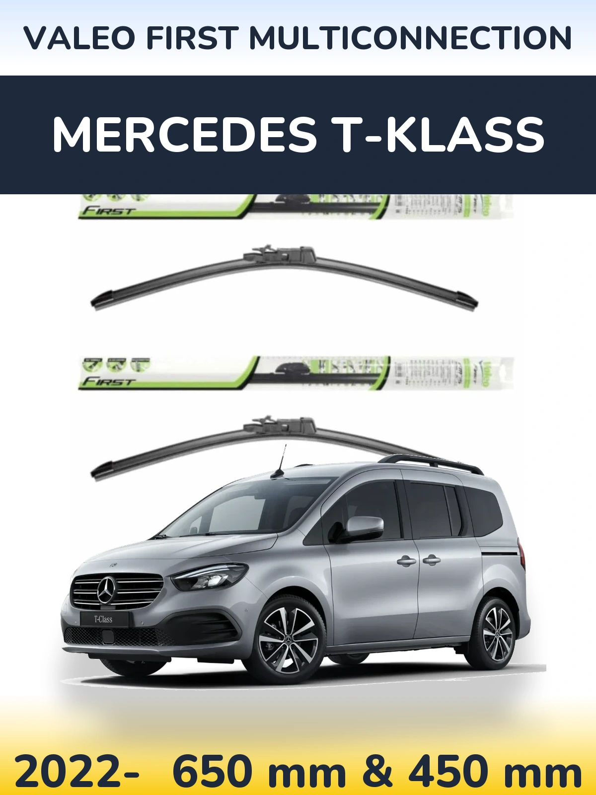 Komplet przednich wycieraczek Valeo First MultiConnection 650 & 450 mm do Mercedes T-Klass 2022-2026