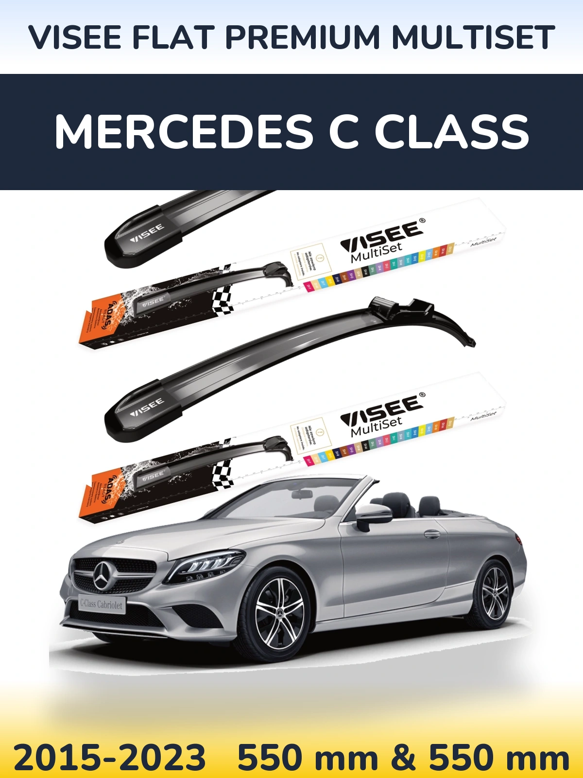 Komplet przednich wycieraczek VISEE FLAT PREMIUM MultiSet 550 & 550 mm do Mercedes Klasa C 2015-2023