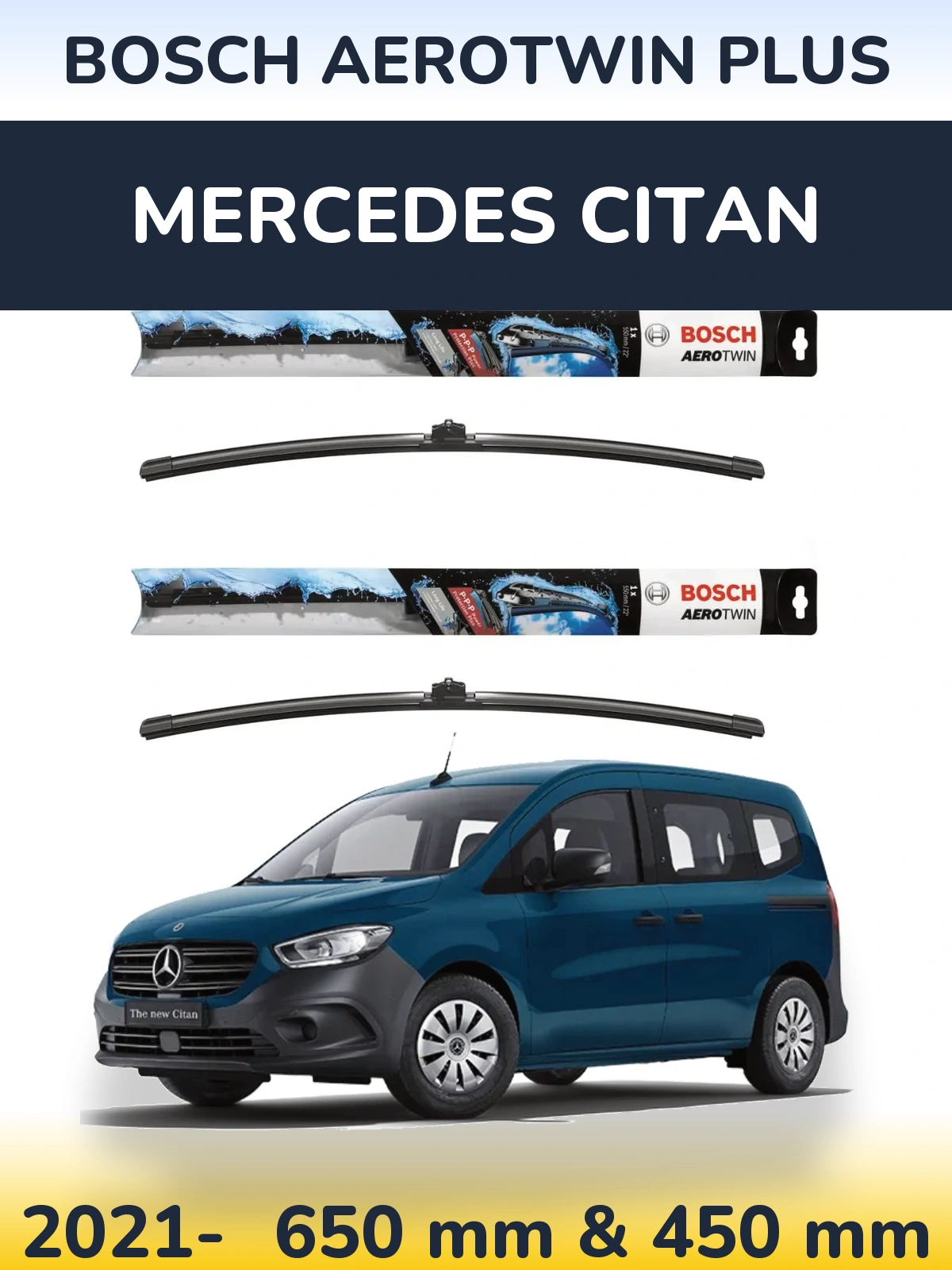 Komplet przednich wycieraczek BOSCH AeroTwin Plus 650 & 450 mm do Mercedes Citan 2021-2026