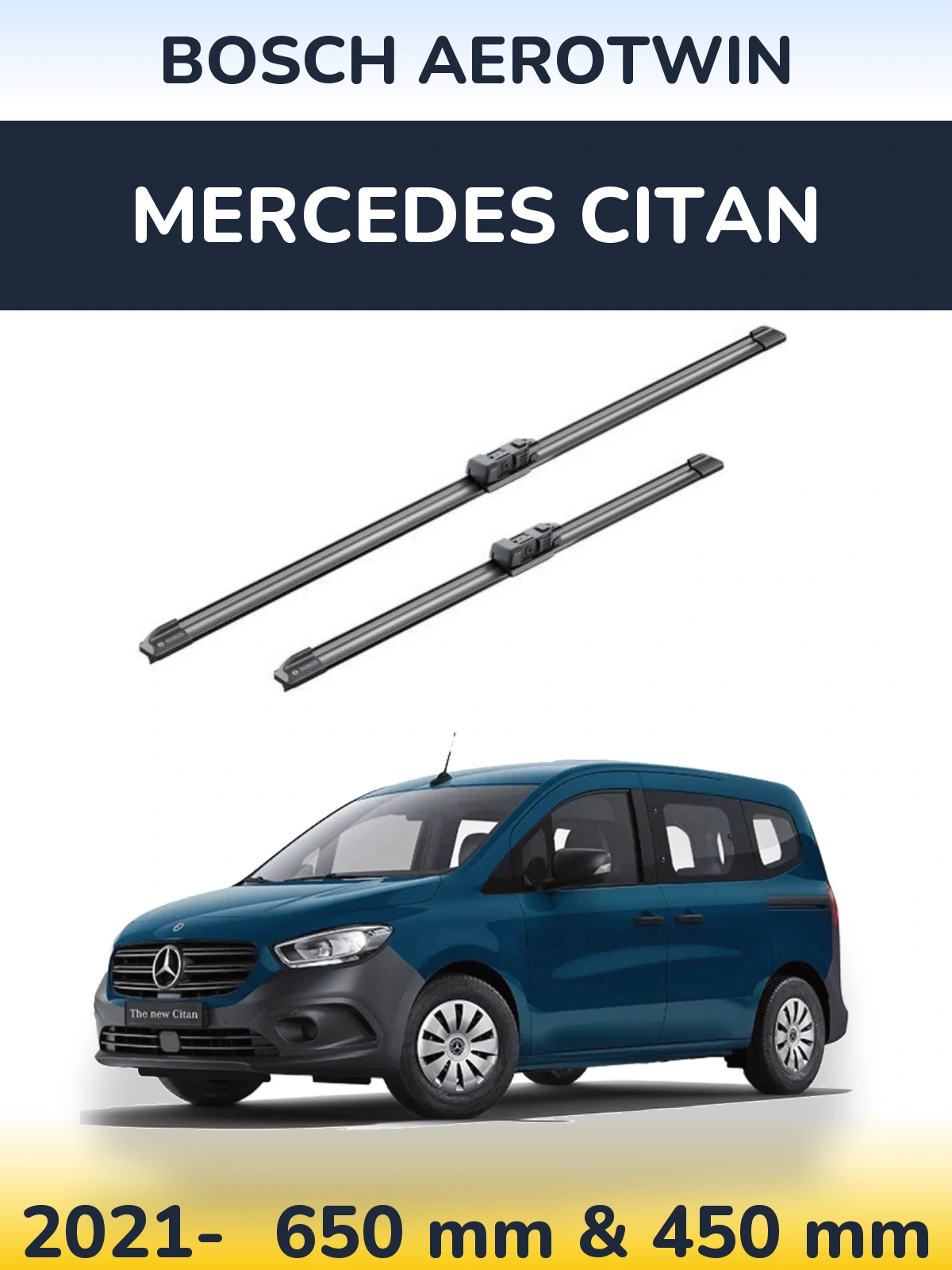 Komplet przednich wycieraczek BOSCH AeroTwin 650 & 450 mm do Mercedes Citan 2021-2026