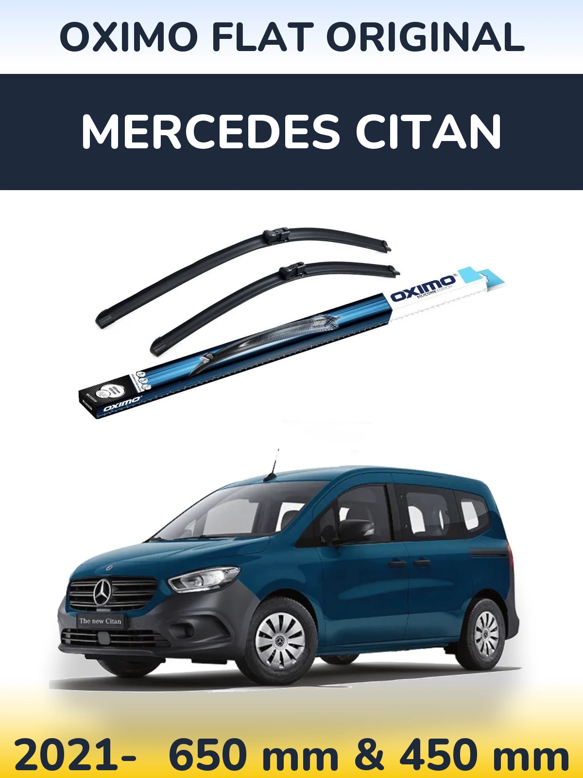 Komplet przednich wycieraczek Oximo Flat Original 650 & 450 mm do Mercedes Citan 2021-2026