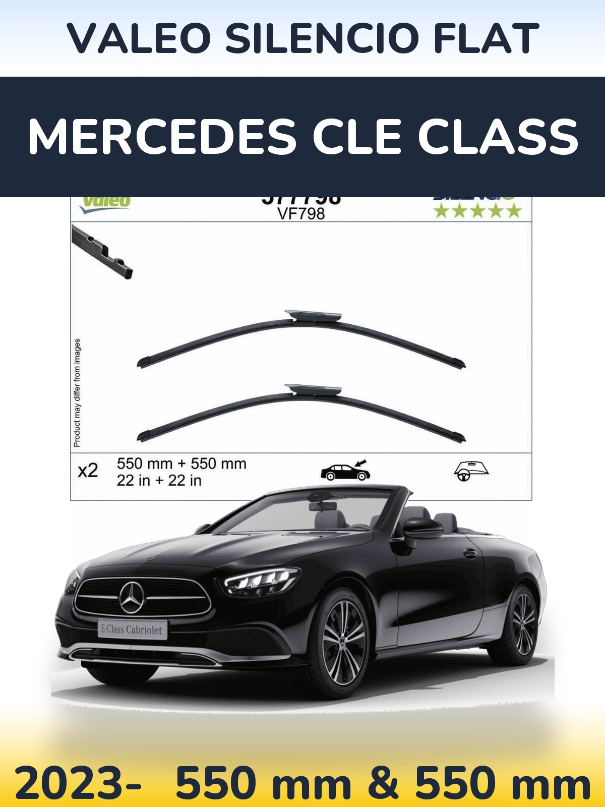 Komplet przednich wycieraczek Valeo Silencio Flat 550 & 550 mm do Mercedes Klasa CLE 2023-2026