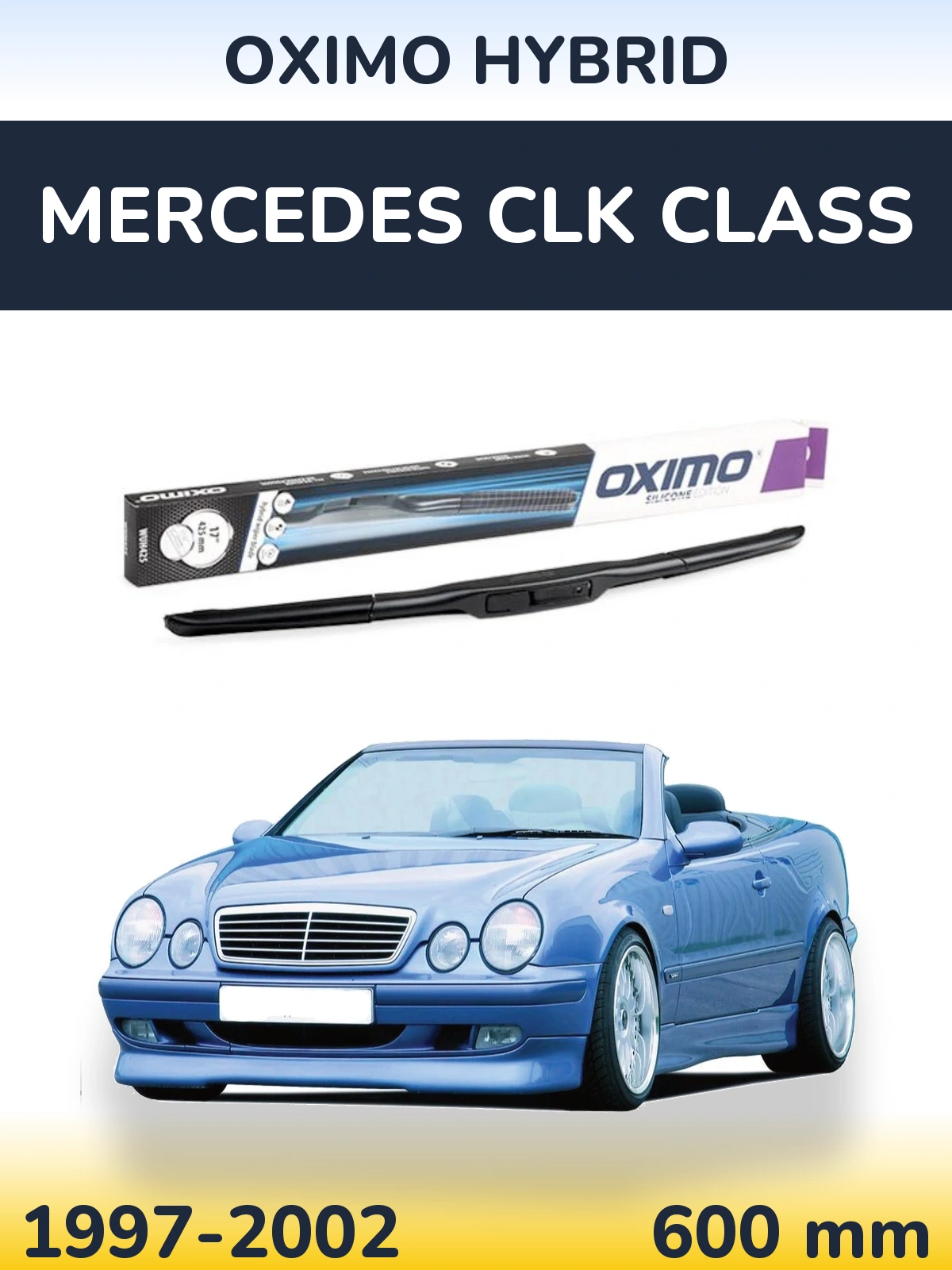 Front wiper blade Oximo Hybrid 600 mm for Mercedes CLK Class 1997-2002