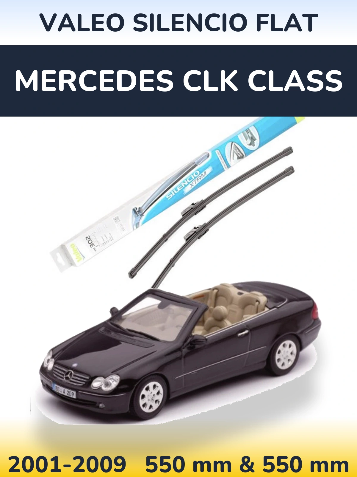 Komplet przednich wycieraczek Valeo Silencio Flat 550 & 550 mm do Mercedes Klasa CLK 2001-2009