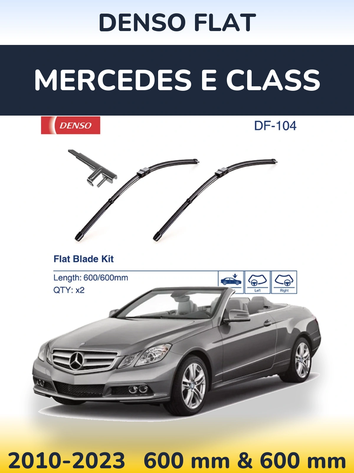 Комплект передних дворников Denso Flat 600 & 600 мм для Mercedes E Class 2010-2023