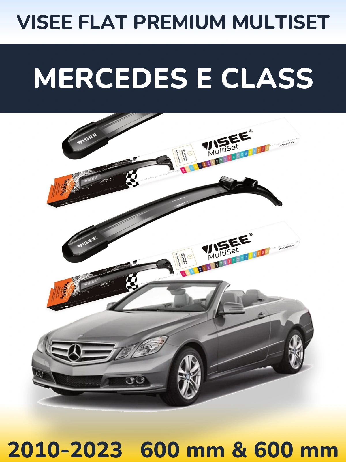 Komplet przednich wycieraczek VISEE FLAT PREMIUM MultiSet 600 & 600 mm do Mercedes Klasa E 2010-2023