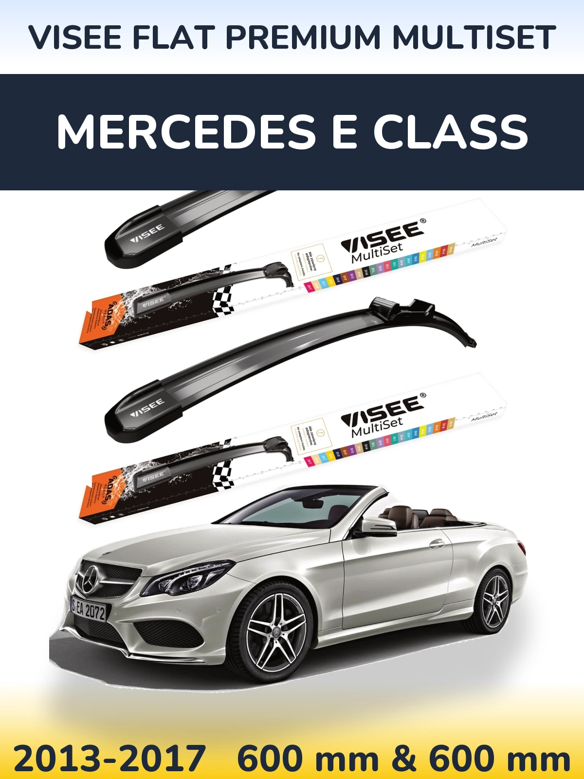 Komplet przednich wycieraczek VISEE FLAT PREMIUM MultiSet 600 & 600 mm do Mercedes Klasa E 2013-2017