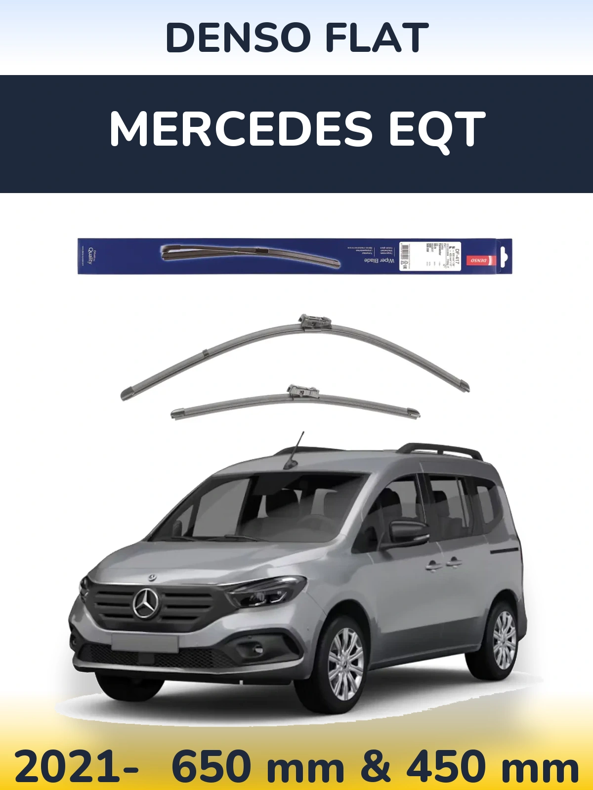 Front wiper blade set Denso Flat 650 & 450 mm for Mercedes EQT 2021-2026