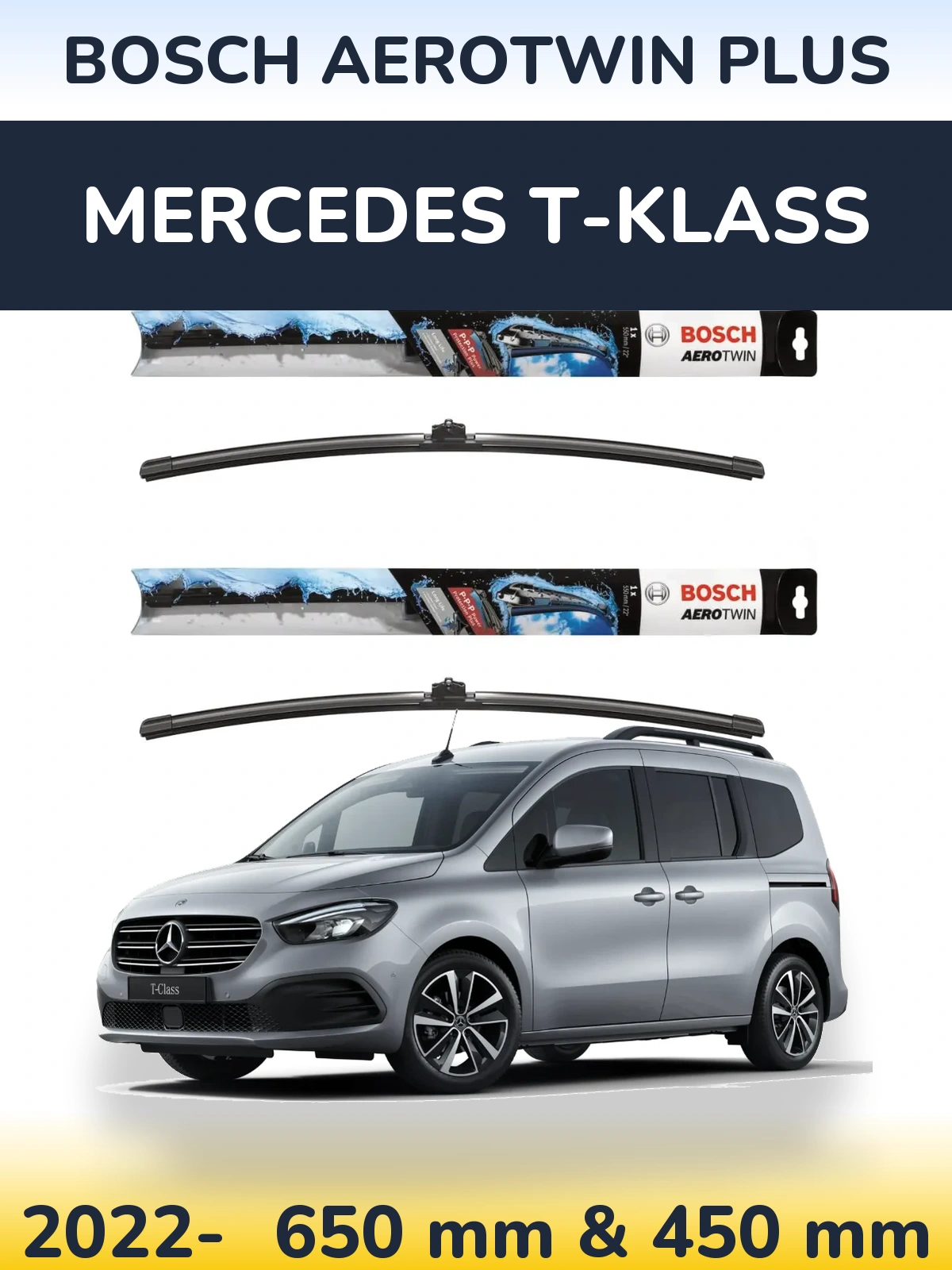 Komplet przednich wycieraczek BOSCH AeroTwin Plus 650 & 450 mm do Mercedes T-Klass 2022-2026