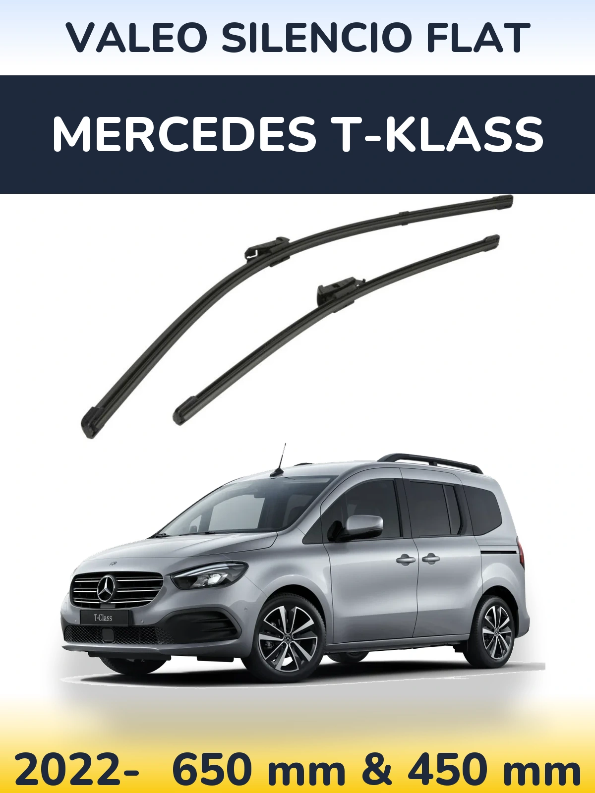 Komplet przednich wycieraczek Valeo Silencio Flat 650 & 450 mm do Mercedes T-Klass 2022-2026