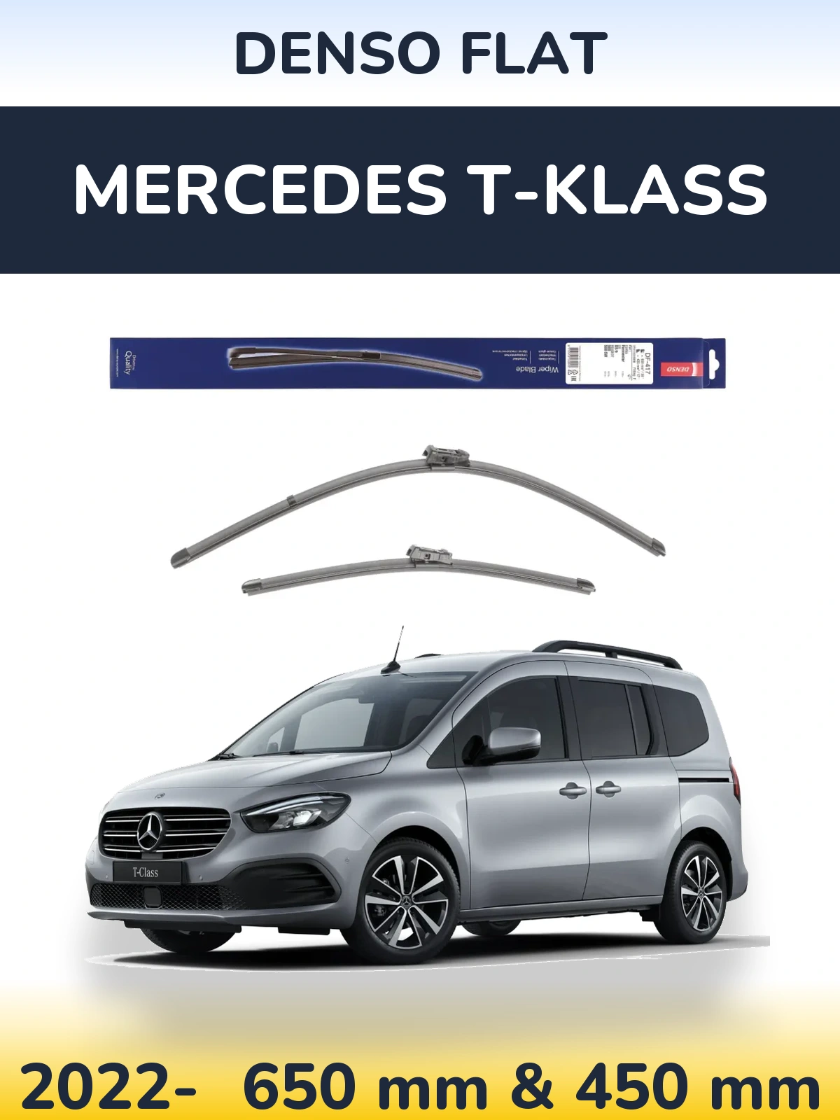 Front wiper blade set Denso Flat 650 & 450 mm for Mercedes T-Klass 2022-2026