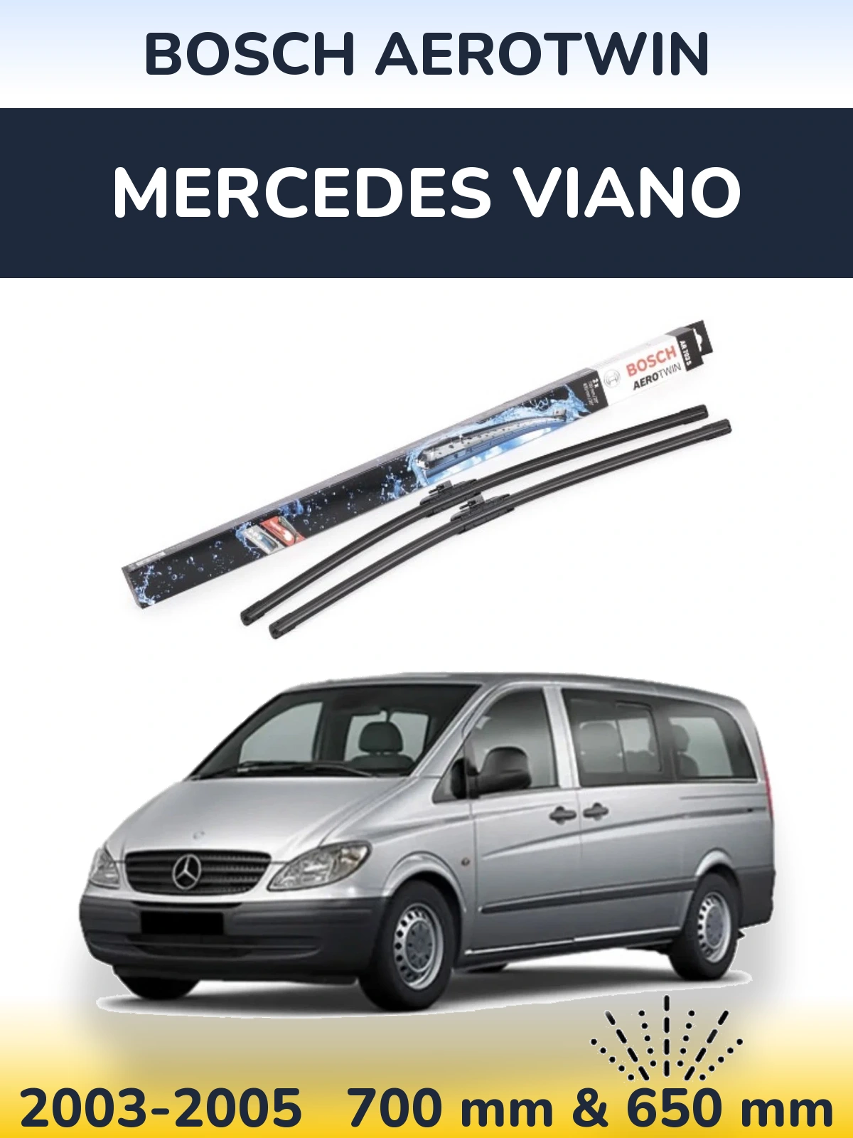 Комплект передних дворников BOSCH AeroTwin 700 & 650 мм для Mercedes Viano 2003-2005