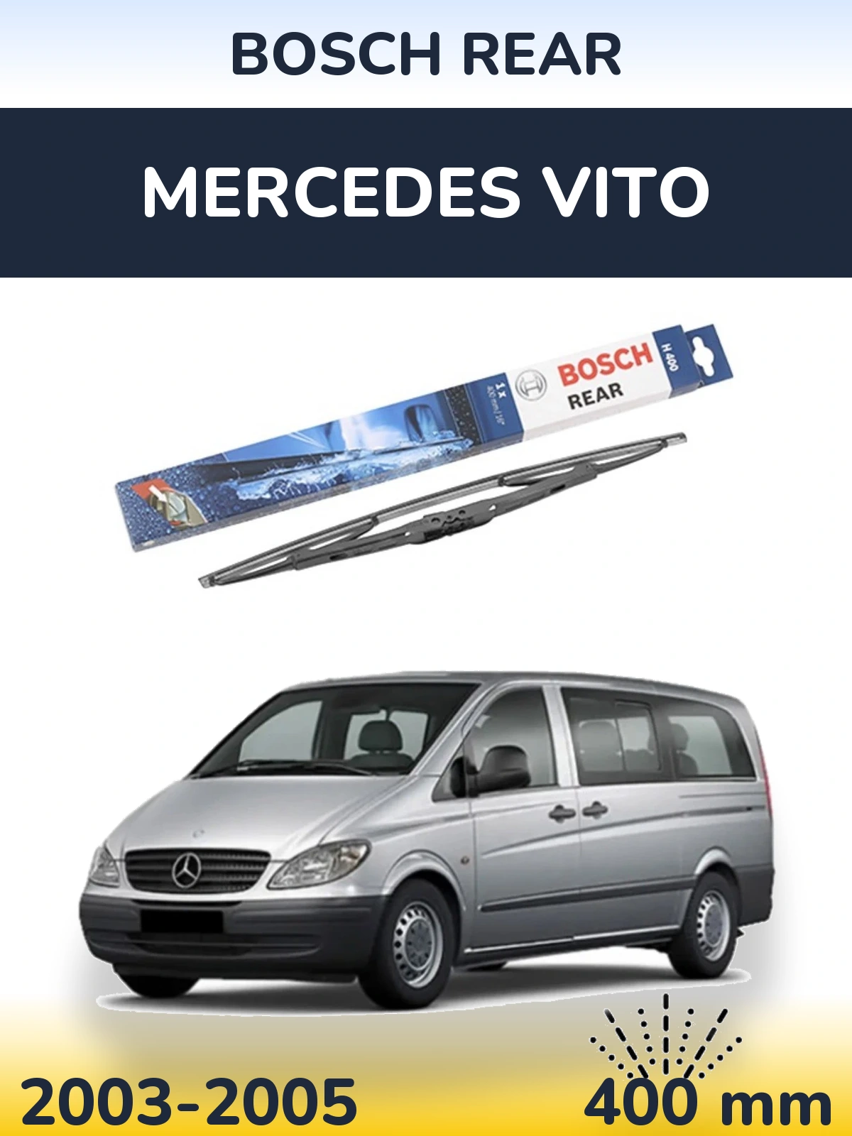 Задний дворник BOSCH Rear 400 мм для Mercedes Vito 2003-2005
