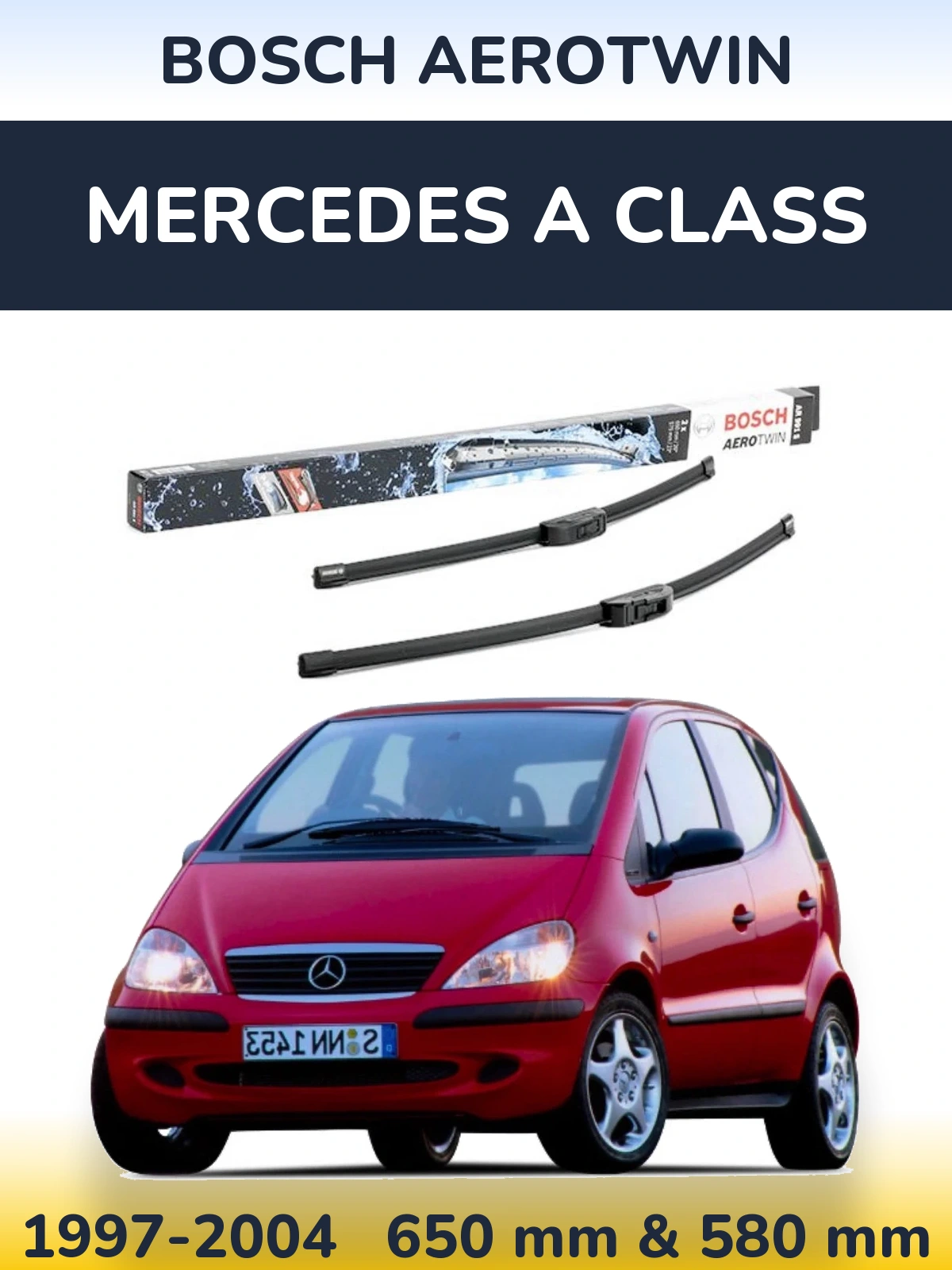 Komplet przednich wycieraczek BOSCH AeroTwin 650 & 580 mm do Mercedes Klasa A 1997-2004