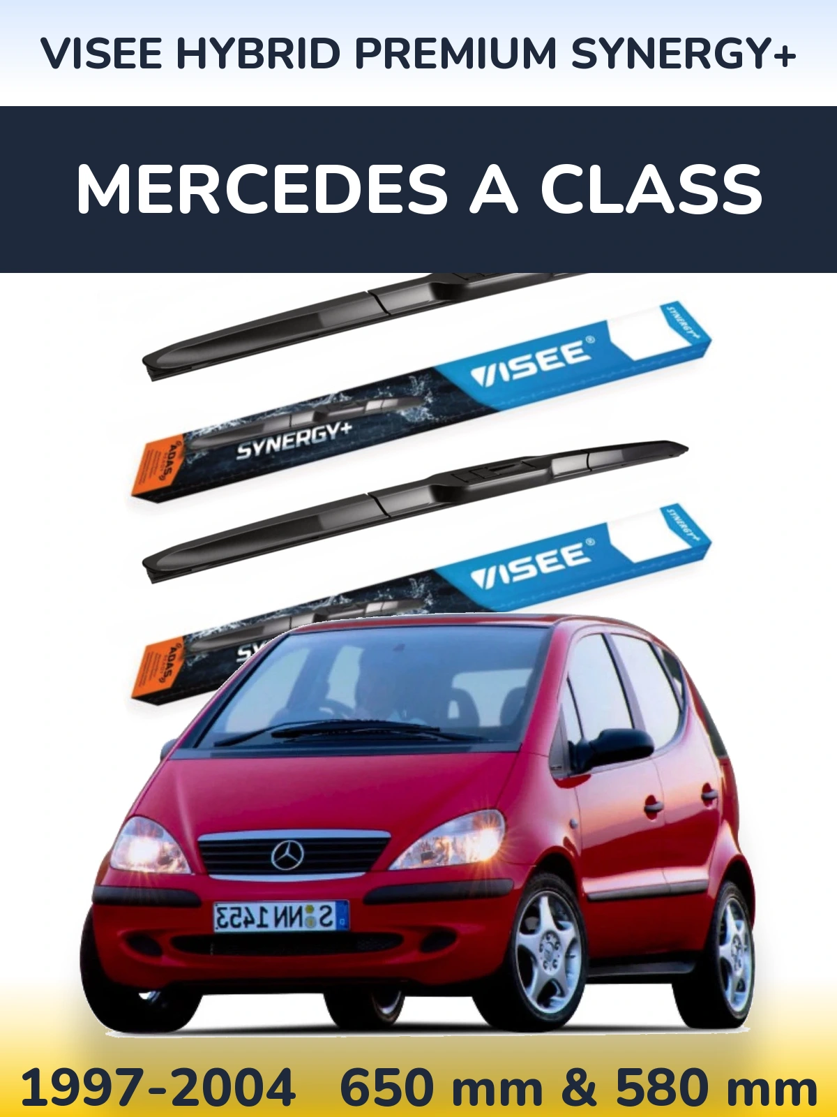Komplet przednich wycieraczek VISEE HYBRID PREMIUM SYNERGY+ 650 & 580 mm do Mercedes Klasa A 1997-2004